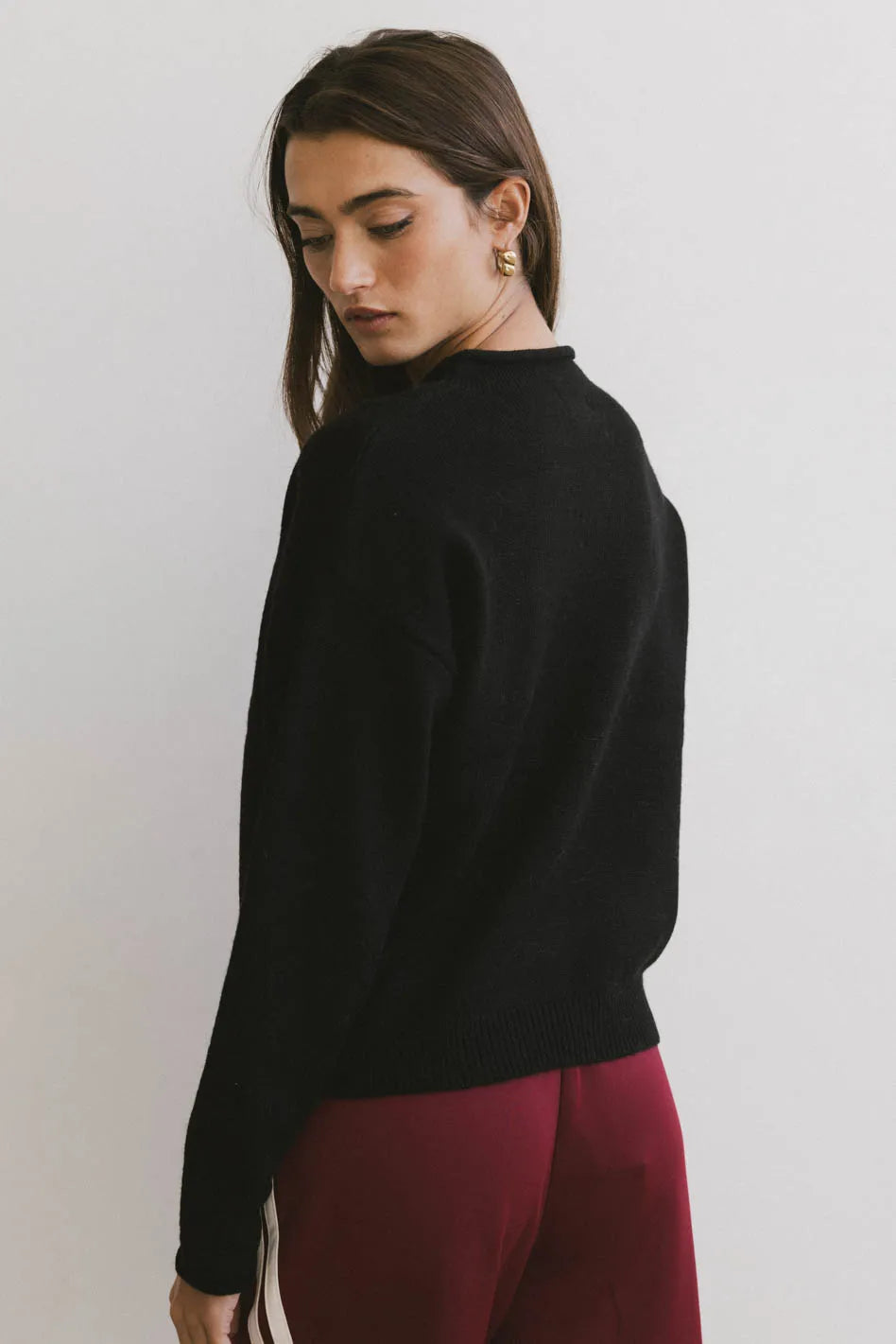 Meli Black Button Front Knit Sweater for Women | Cozy Winter Pullover | Perfect for Casual Outfits, Office Wear & Holiday Gatherings