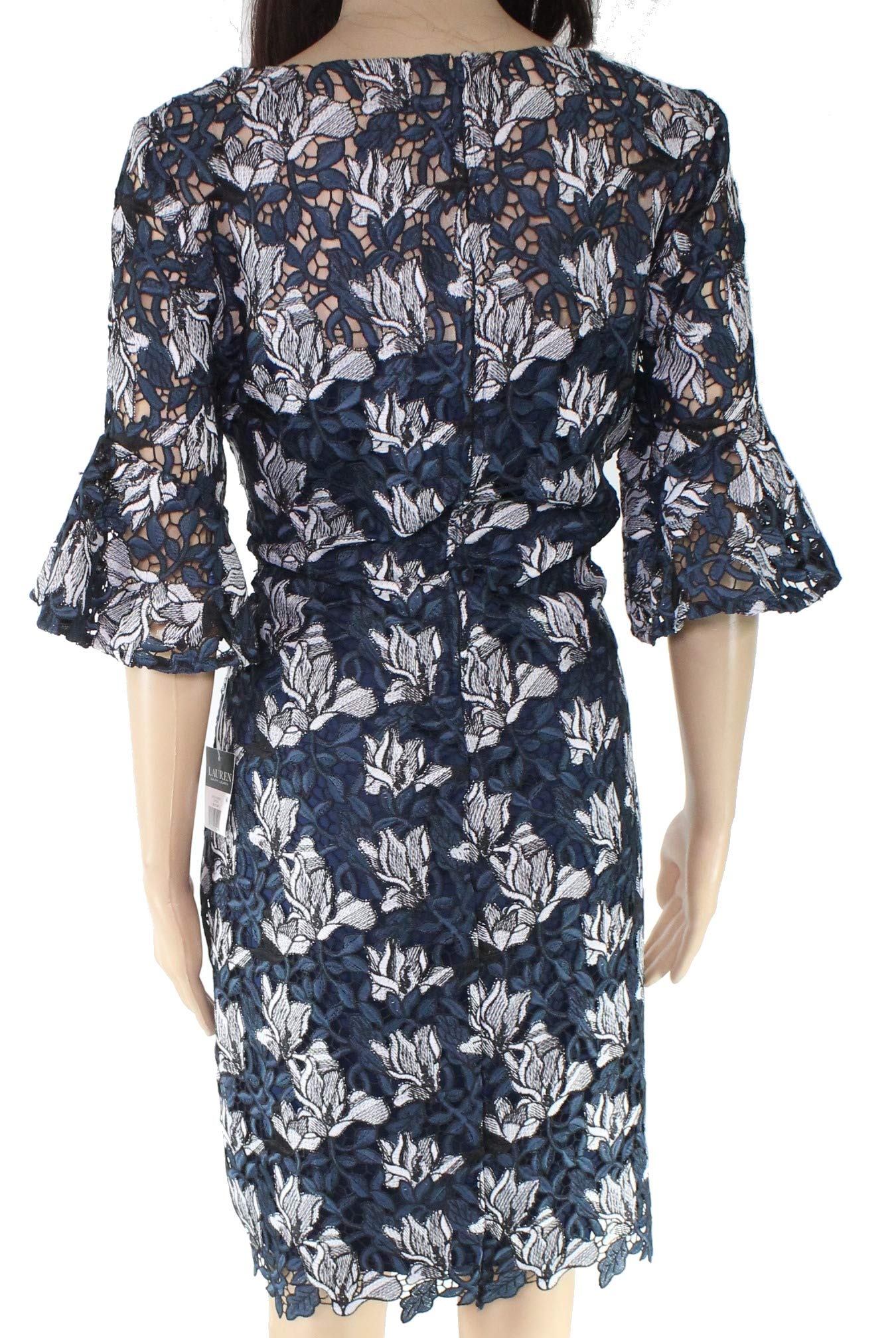 Lauren Ralph Lauren Women's Linny Lace Floral Print Cocktail Dress - Blue Size 16 | Elegant Party, Wedding Guest & Formal Occasion Wear