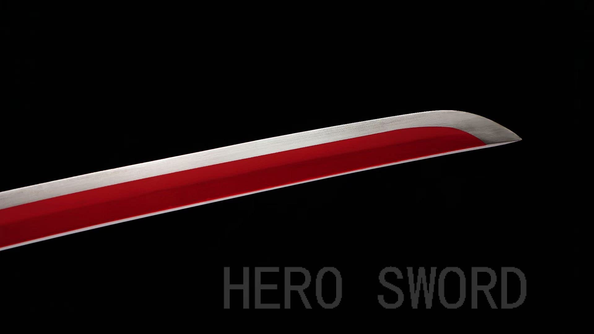 HERO SWORD Japanese Anime Katana - Hand Forged 1045 Carbon Steel Samurai Sword | Full Tang Handmade Demon Slayer Katana | Sharp Practical Blade for Cosplay, Martial Arts & Collection