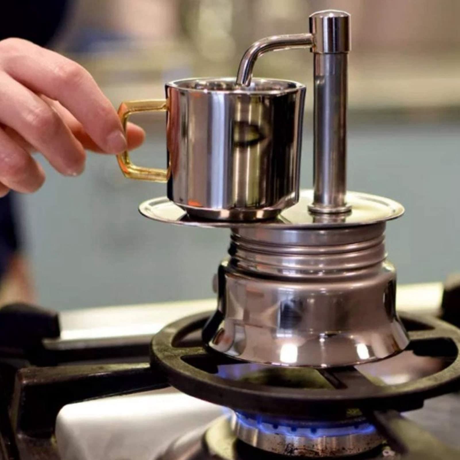 Single Spout Stovetop Coffee Pot - Portable Stainless Steel Espresso Maker for Induction & Gas Stoves | Perfect for Home, Camping & Outdoor Adventures | Enjoy Rich, Delicious Coffee Anywhere