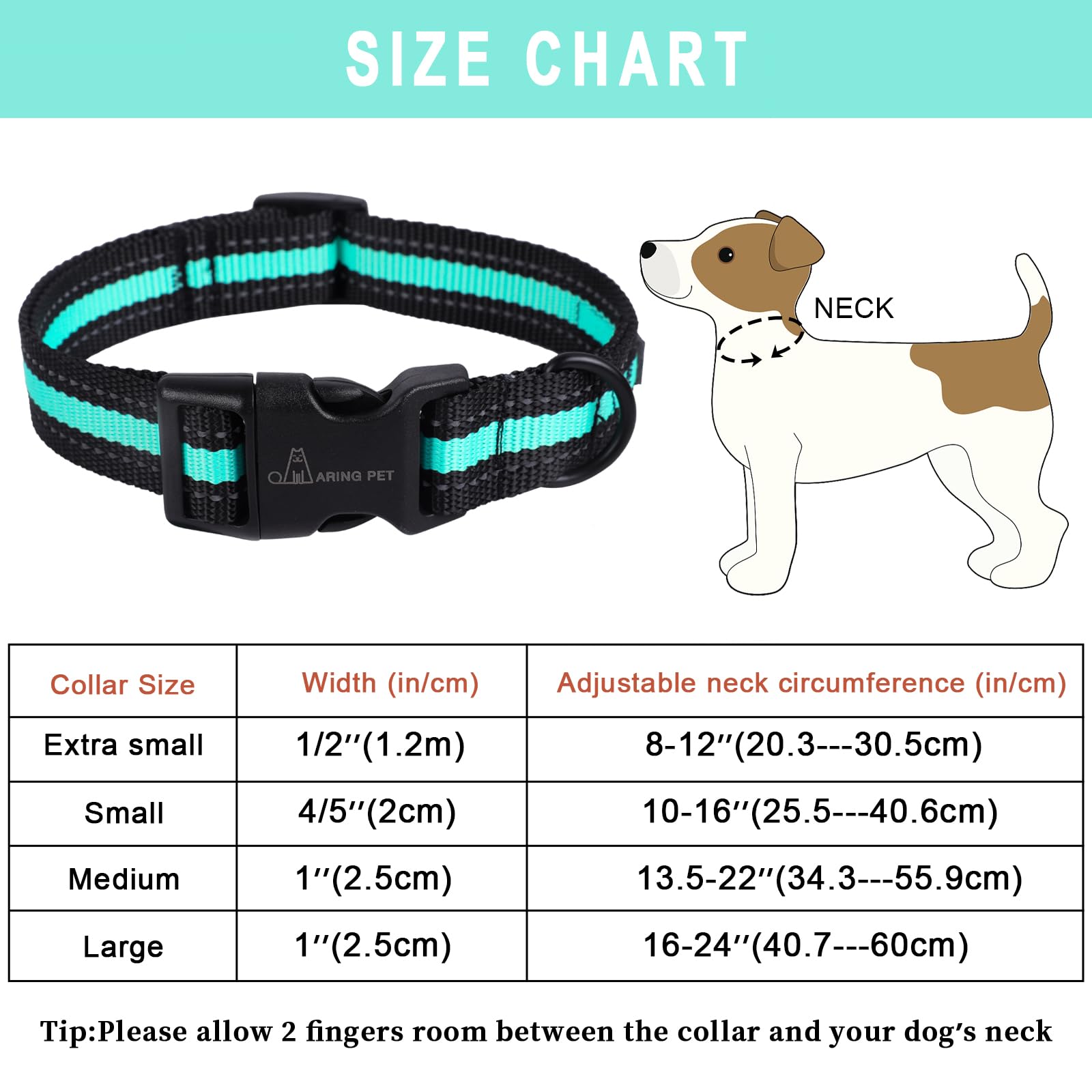 ARING PET Reflective Dog Collar - Adjustable Green Nylon Collar for Medium Dogs with Quick Release Buckle | Lightweight & Durable for Night Walks, Training & Outdoor Adventures