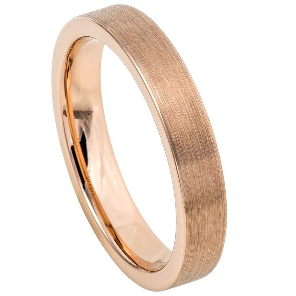 Personalized Tungsten Wedding Rings for Couples - Rose Gold IP Plated 4mm Band for Men & Women - Perfect for Anniversaries & Engagements