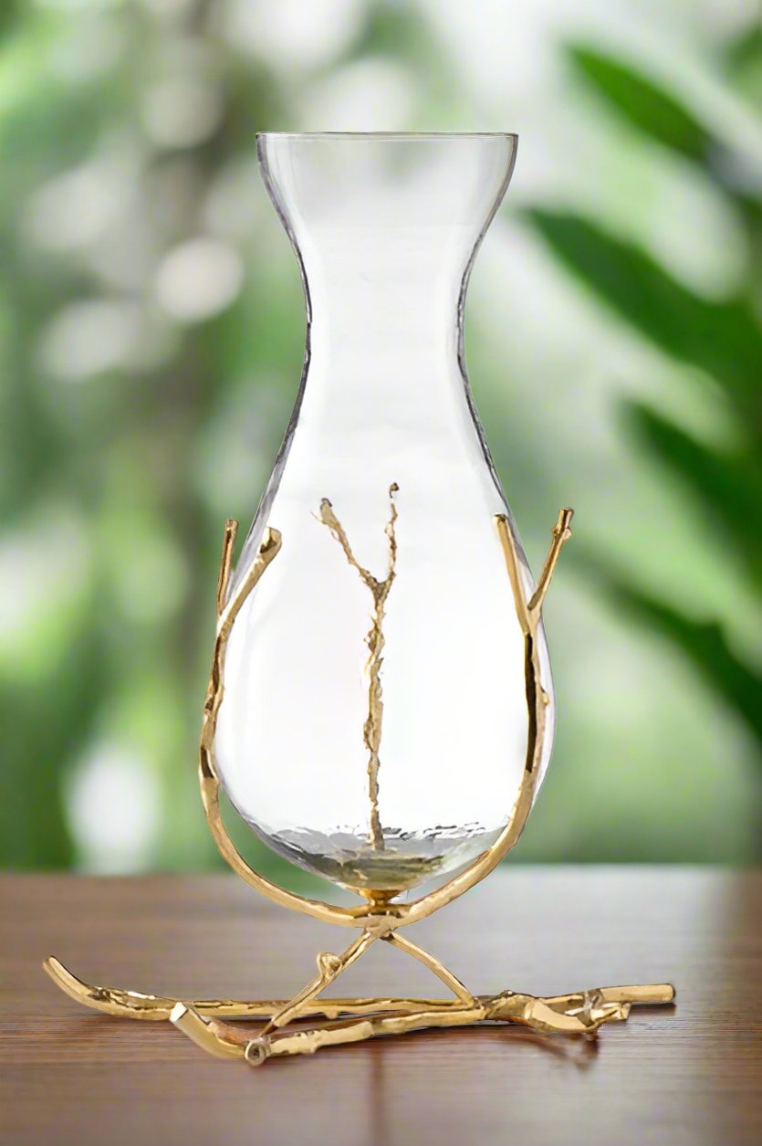 14x4 Glass Vase with Elegant Branch Design - Perfect for Home Decor, Wedding Centerpieces & Floral Arrangements