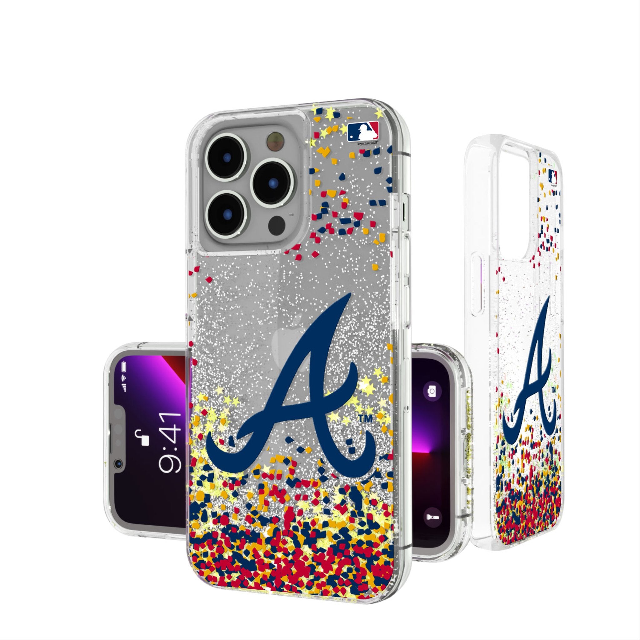 Atlanta Braves Glitter Confetti Phone Case - Shockproof Protective Cover for iPhone & Samsung - Perfect for Baseball Fans & Game Day Accessories