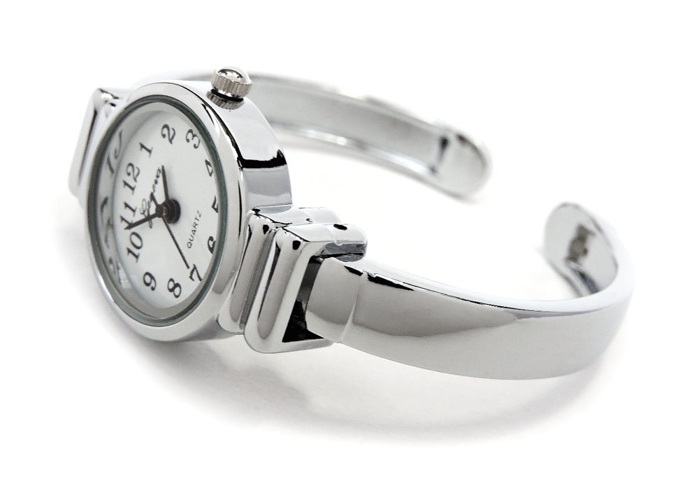 Elegant Silver Metal Band Petite Women's Bangle Cuff Watch - Perfect for Office, Party & Everyday Wear