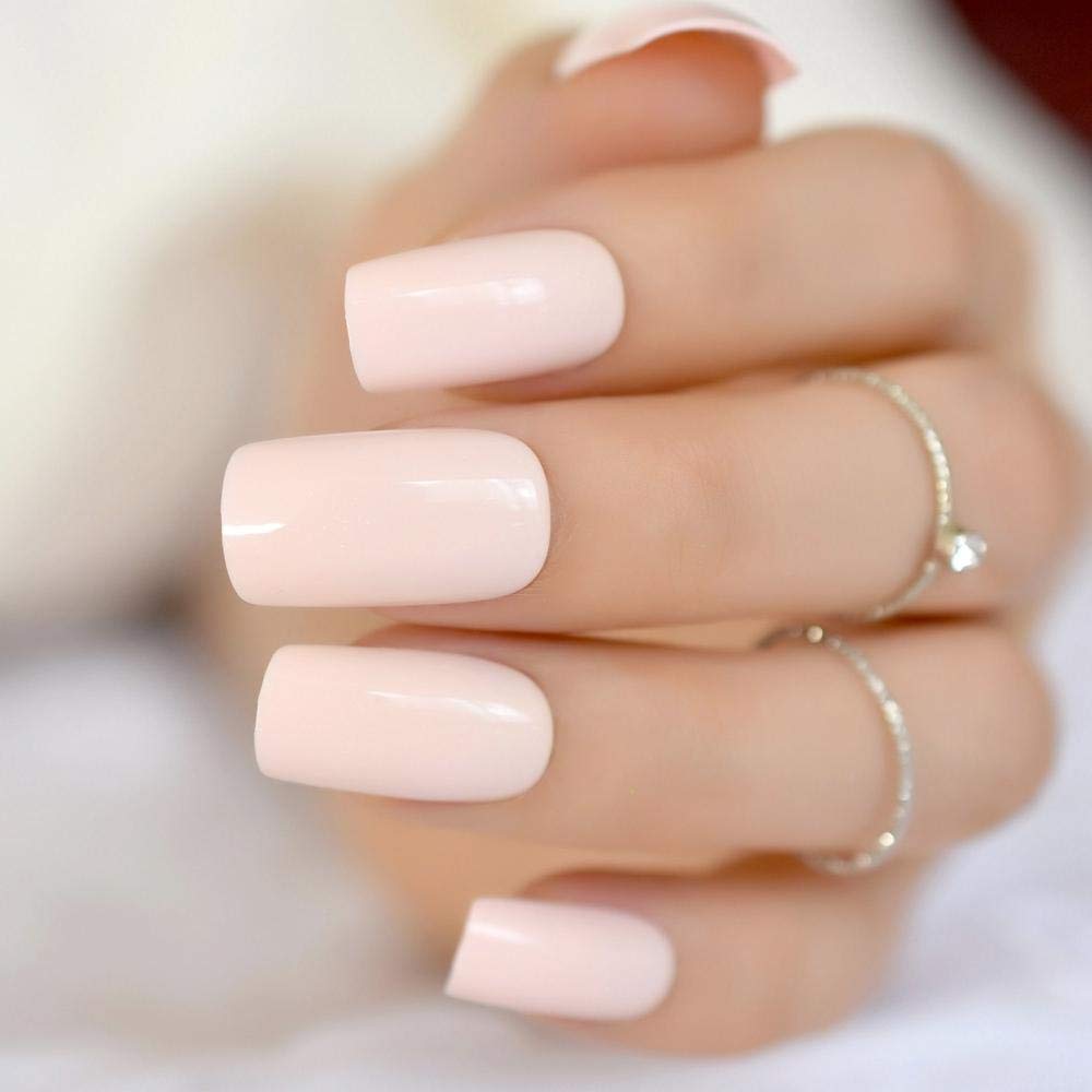 HUJL False Nails - Dreams Fake Nails Set, Sugar Pink Medium & Long Press on Nails with DIY Tips | Perfect for Parties, Weddings, Date Nights & Special Occasions