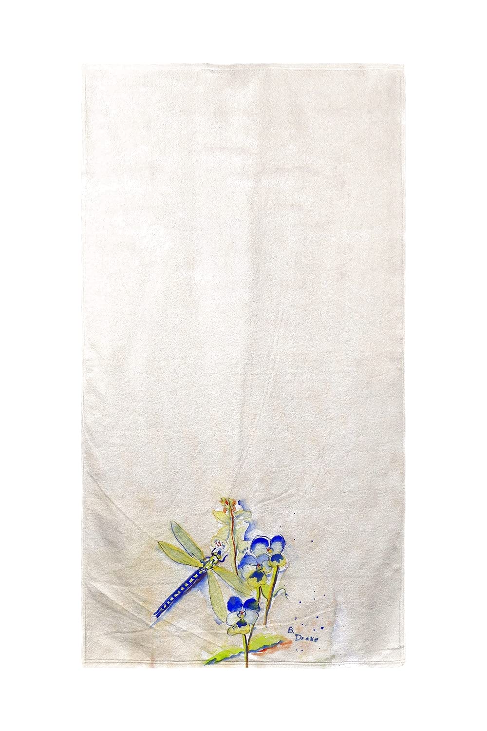 Betsy Drake Blue Dragonfly Beach Towel - Large Soft Absorbent Quick-Dry Towel for Pool, Beach, Yoga & Travel - Perfect Summer Accessory