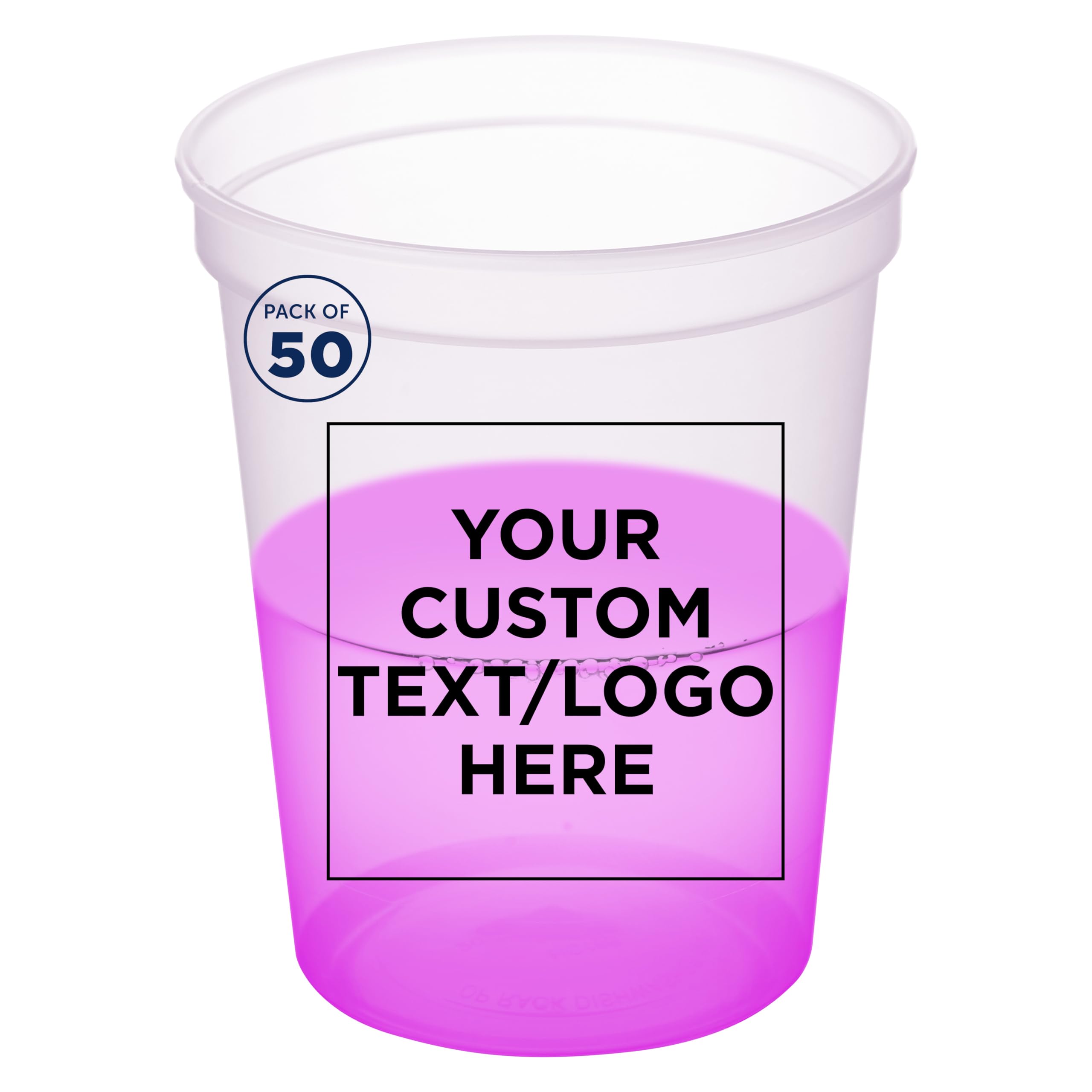 50-Pack 16 oz Custom Color Changing Plastic Cups | Reusable Personalized Bulk Cups for Birthdays, Weddings, Picnics, Beach Parties & Events | Magenta Glow Party Cups | Perfect for Summer BBQs, Pool Parties & Outdoor Gatherings