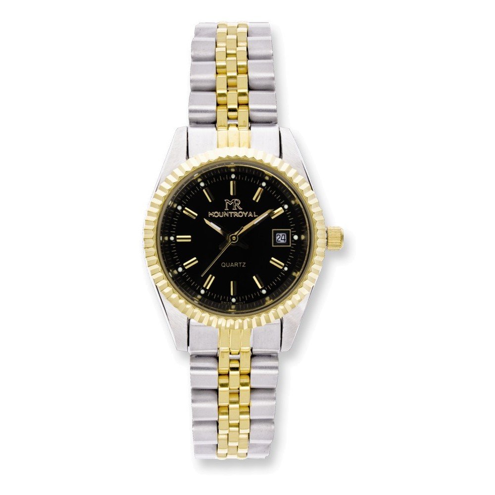 Elegant Mountroyal Two-Tone IP-Plated Ladies Watch with Black Dial - Perfect for Office, Business Meetings & Formal Occasions