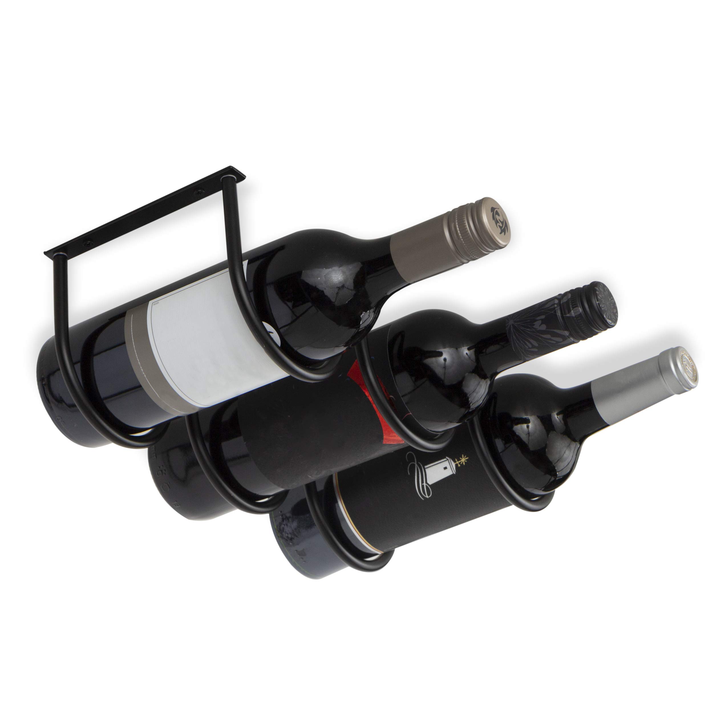 Wall Mounted & Under Cabinet Wine Rack - Dijon Steel Black Wine Bottle Storage Organizer for Kitchen, Bar, Dining Room & Home Decor