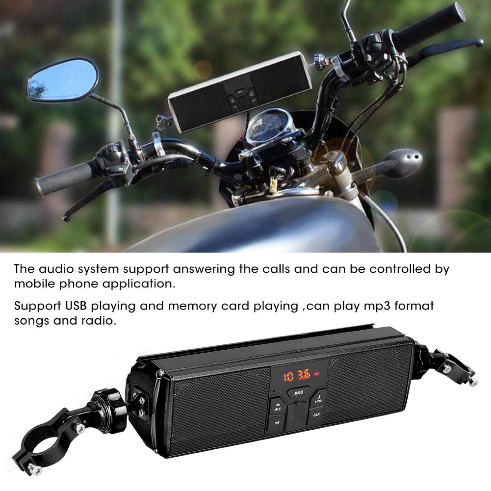Portable Enhanced Bass Motorcycle Speaker System - Handlebar Mounted Waterproof Bluetooth Speakers for Motorbikes & Bikes (Black) | Perfect for Road Trips, Commuting & Outdoor Adventures