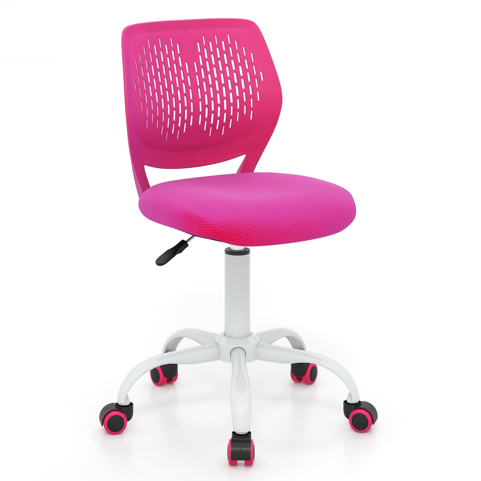 Giantex Adjustable Kids Study Chair - Ergonomic Swivel Mesh Desk Chair for Children with Height Adjustment & Lumbar Support - Perfect for Homework, Online Classes & Computer Use (Rose)