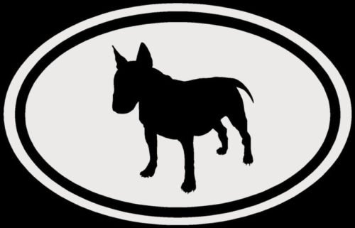 Bull Terrier Sticker White Oval Dog Puppy Euro Decal - Die Cut Vinyl Decal for Windows, Cars, Trucks, Tool Boxes, Laptops, MacBooks - Perfect for Car Windows, Laptop Covers, Toolbox Decoration & Personalizing Devices