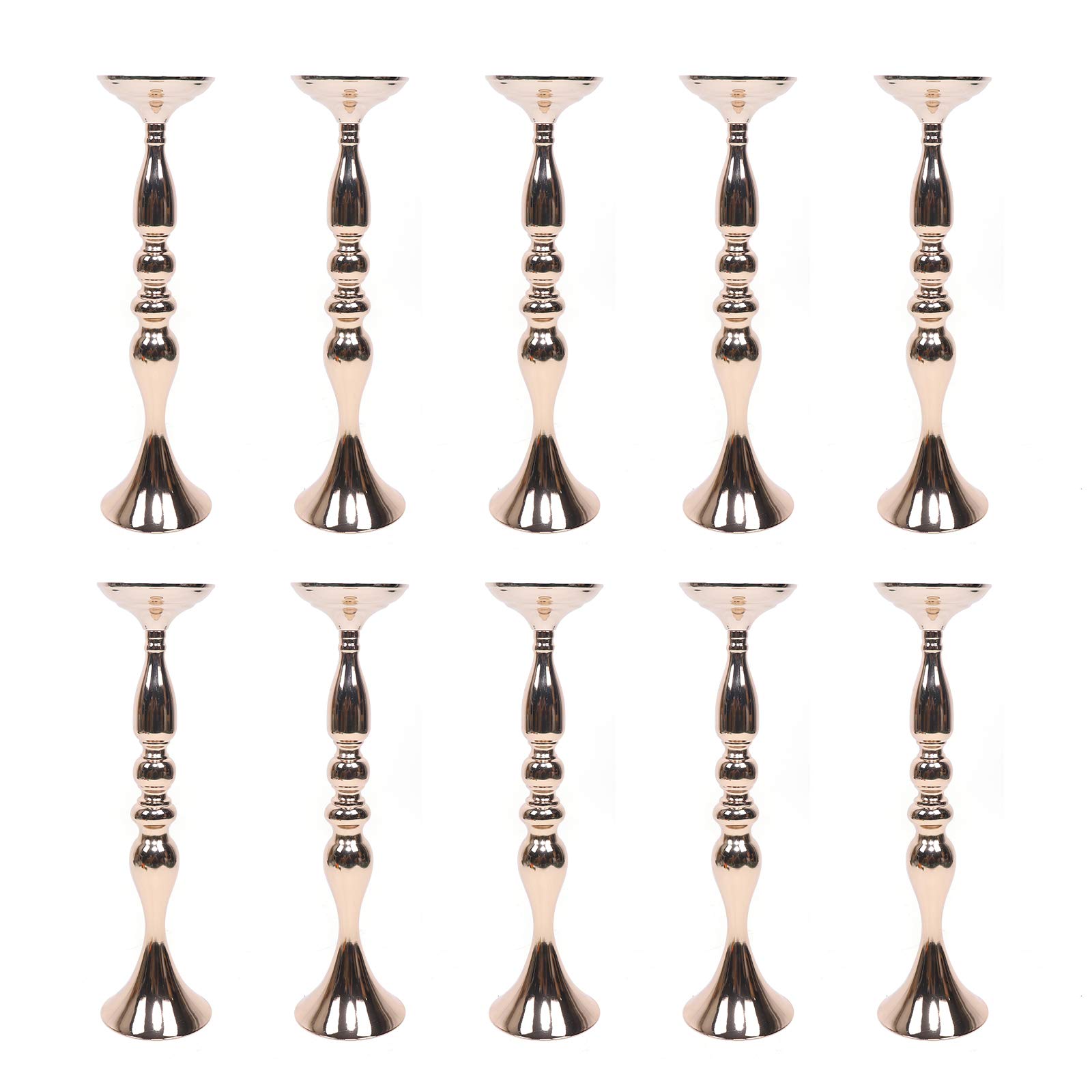 10Pcs Gold Candlestick Holders 20 Inch Tall - Elegant Wedding Candle Holders, Metal Centerpiece for Wedding, Birthday, Party, Restaurant & Hotel Table Decor - Perfect for Floral Arrangements and Romantic Ambiance