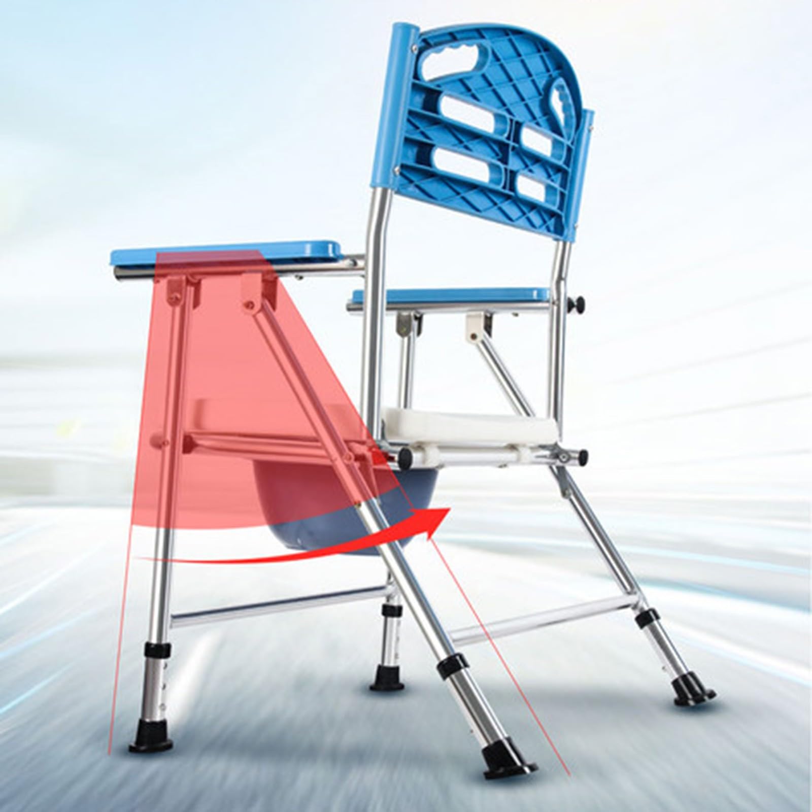 Portable Shower Commode Chair with Potty - Folding Toilet Chair for Elderly, Disabled & Pregnant Women - Adjustable Height with Armrests & Backrest - Home & Hospital Use for Bathroom Safety & Mobility Assistance