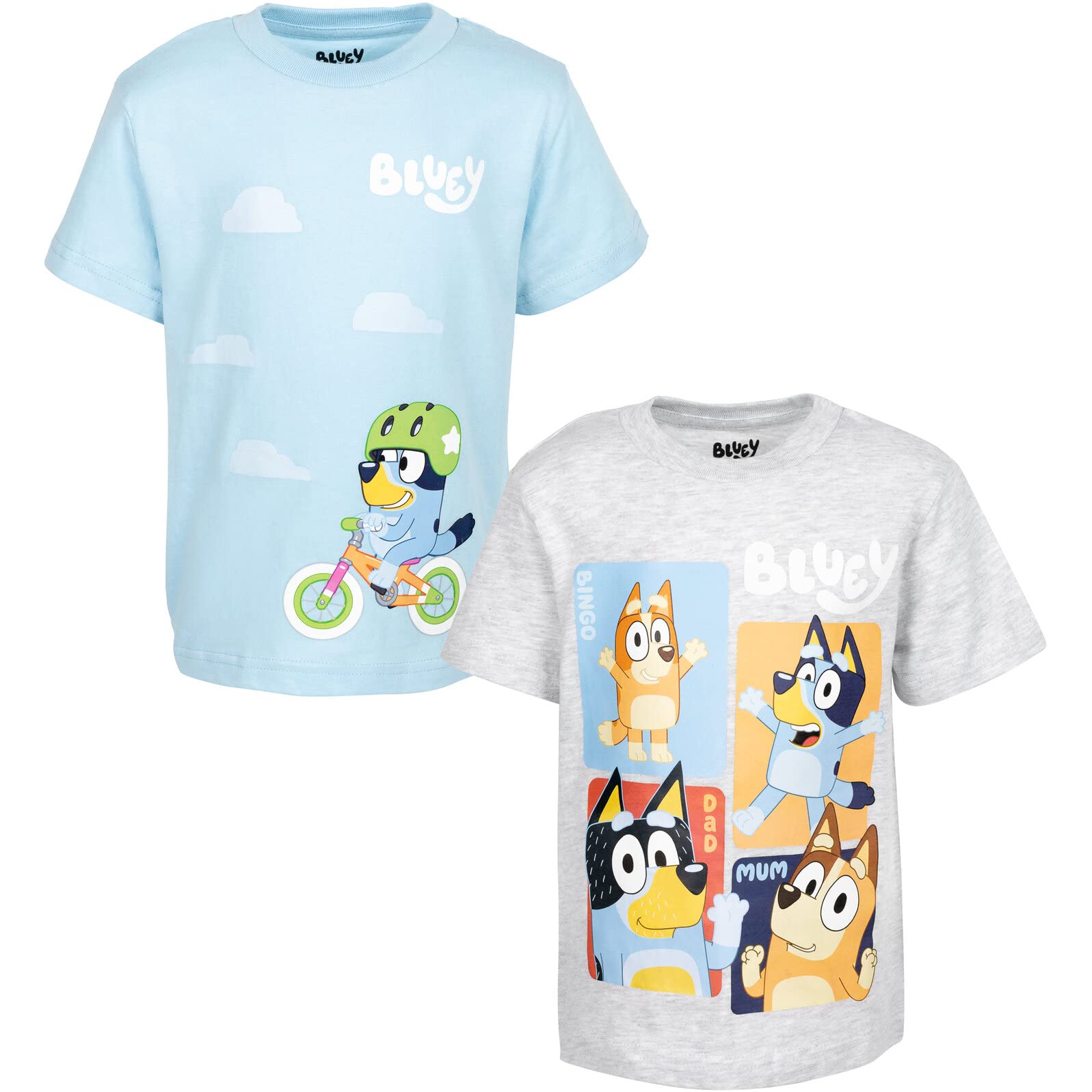 Bluey 2 Pack Kids T-Shirts for Toddlers & Little Boys - Soft Cotton Cartoon Character Tees for Playtime, School & Family Outings