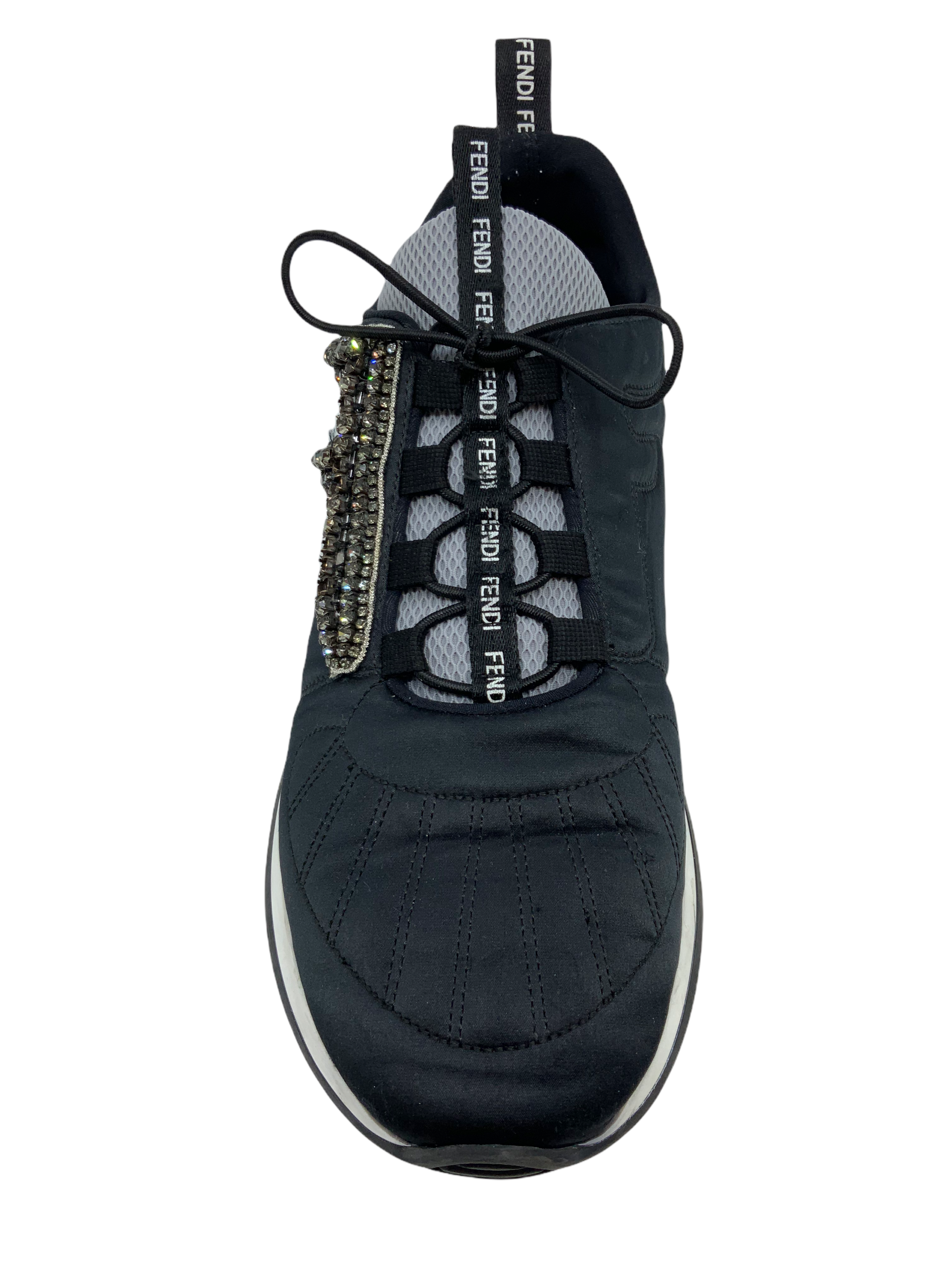 Fendi Freedom Stretch Crystal Embellished Sneakers for Women - Size 9 | Comfortable Luxury Fashion Shoes for Casual Wear, Parties & Daily Outfits
