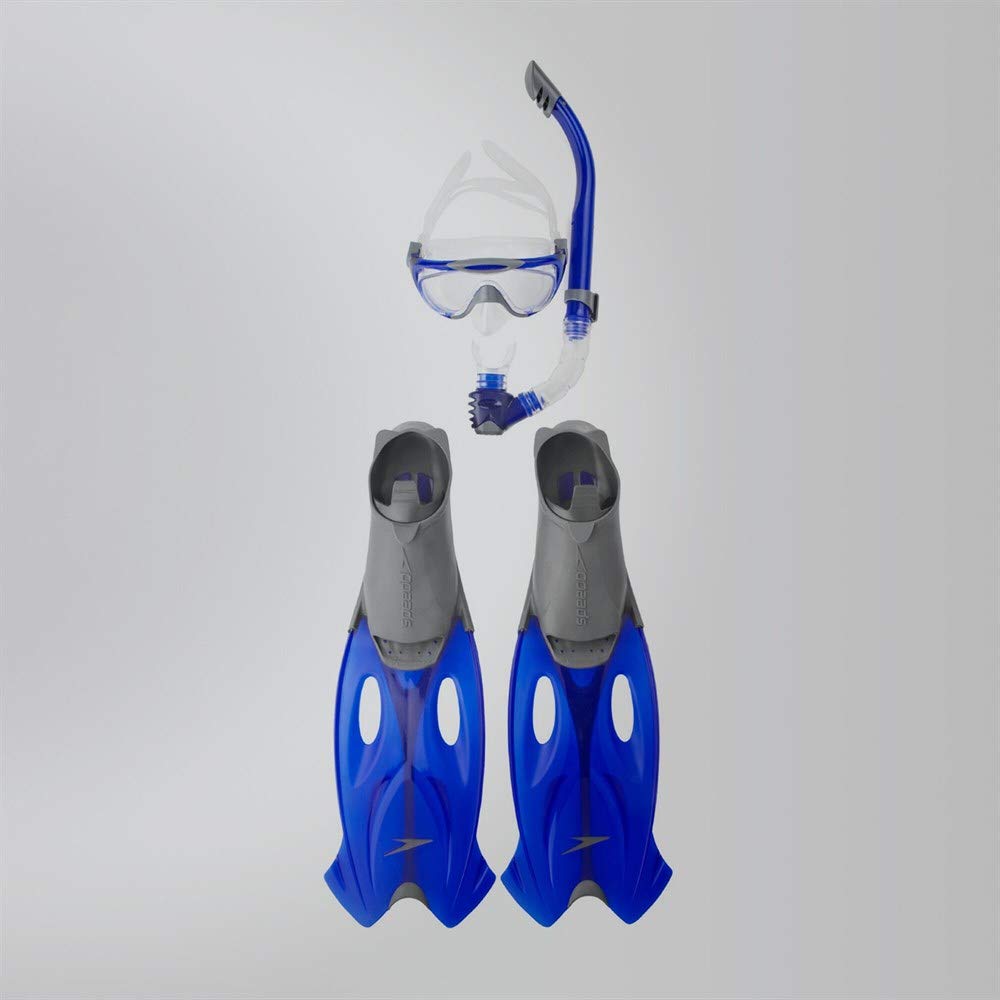 Speedo Glide Snorkel Set - Full Face Snorkeling Mask with Fins for Adults & Kids - Perfect for Swimming, Snorkeling & Beach Vacations
