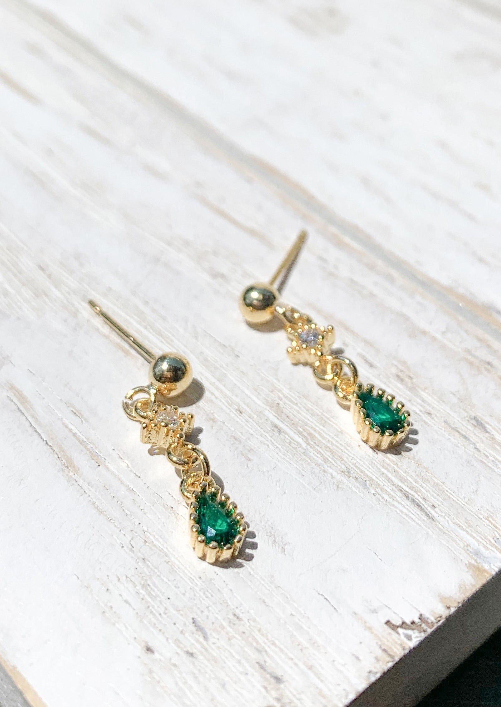14K Gold Plated Tiny Green Natural Stone Stud Earrings for Women – Elegant Bridal Party Gifts, Wedding Jewelry, Birthday Present & Everyday Wear