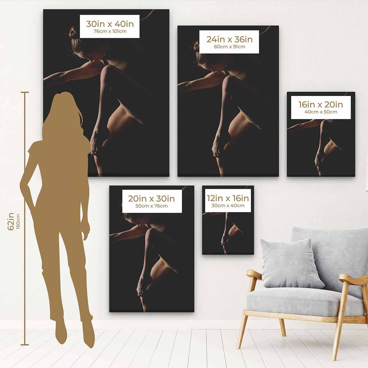 Elegant Black Dancing Girl Wall Art Canvas Print 36x28 - Perfect for Living Room, Bedroom & Office Decor