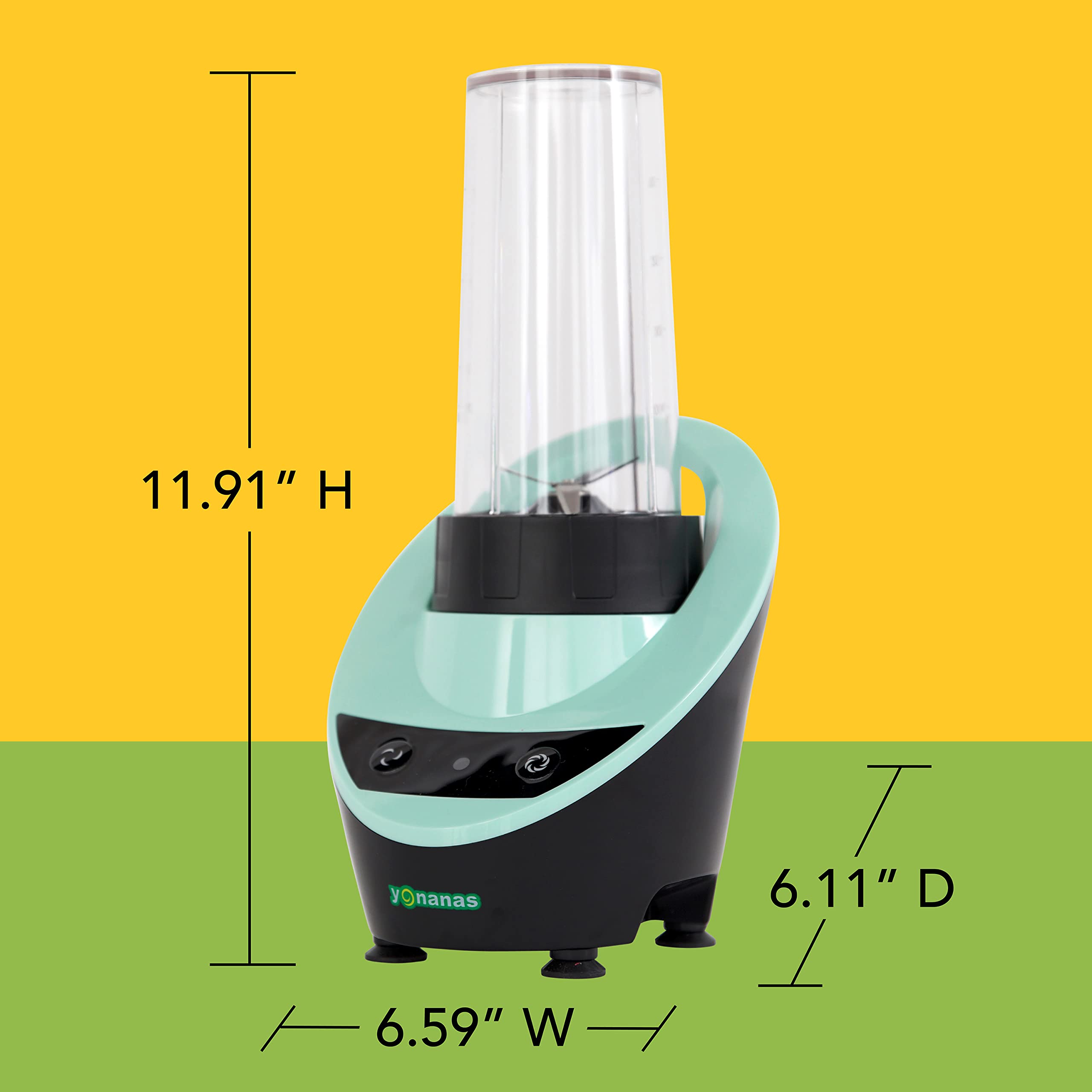 Yonanas 300-Watt Personal Blender with Travel Lid - BPA Free Mint Green Blender for Smoothies, Protein Shakes, Sauces & Mixed Drinks | Perfect for Home, Office & Gym Use