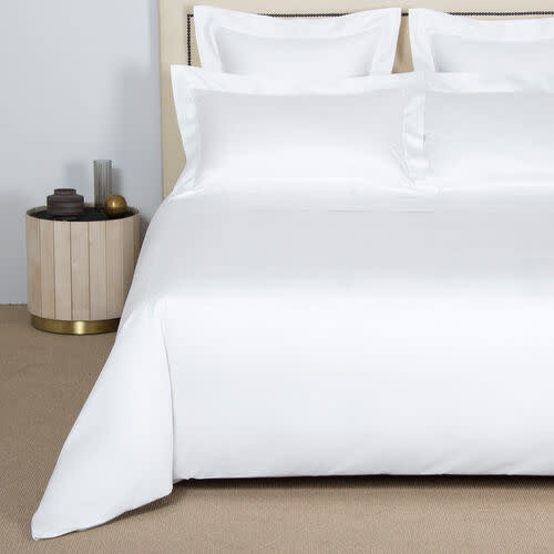 Frette Luxury Single Ajour King Duvet Cover - 100% Premium Cotton White Bedding Set for Master Bedroom & Guest Room Decor