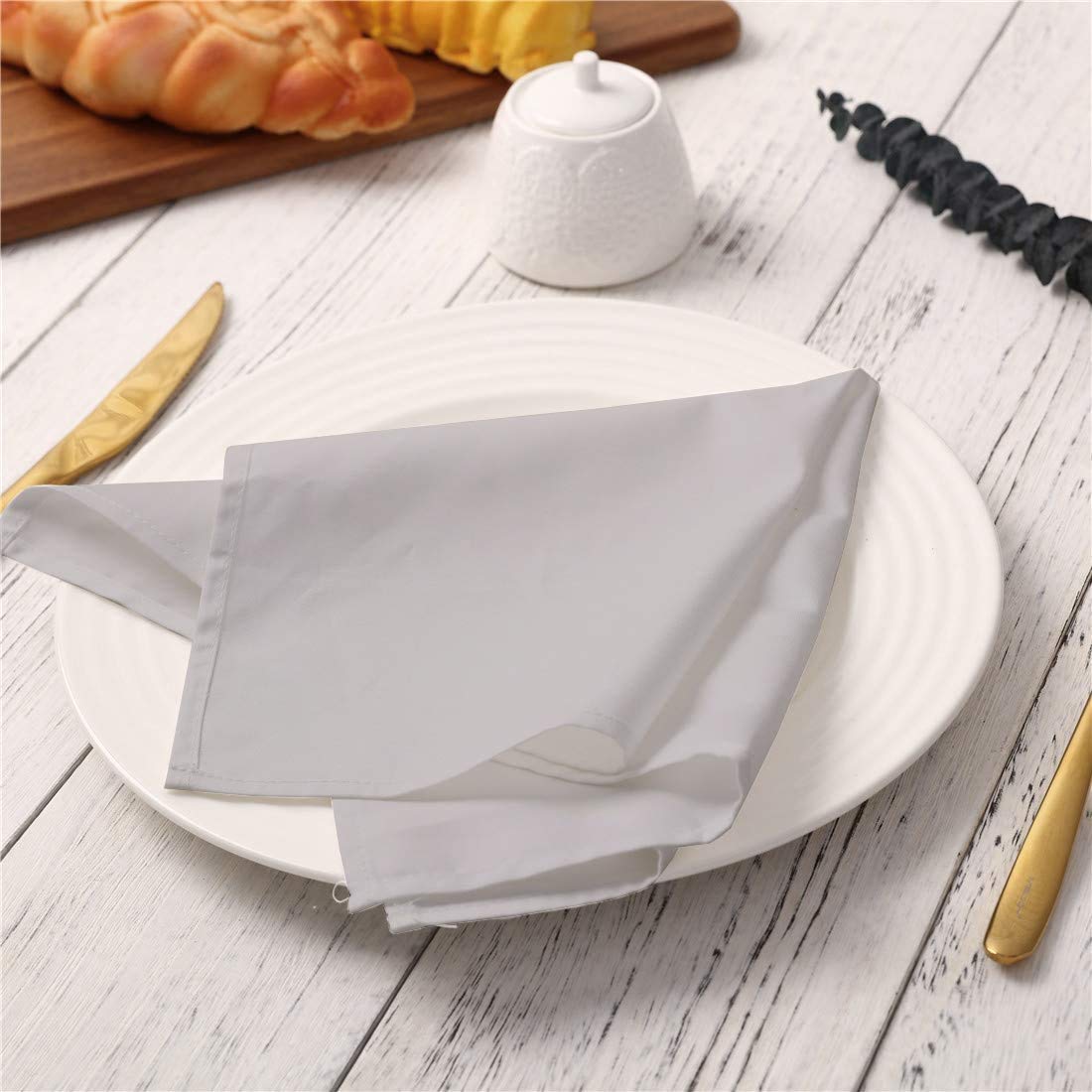 Premium 18x18 Inch Cotton Cloth Napkins - Set of 10, Light Grey - Restaurant & Wedding Quality Reusable Dinner Napkins - Soft, Durable & Machine Washable - Perfect for Fine Dining, Events & Everyday Home Use