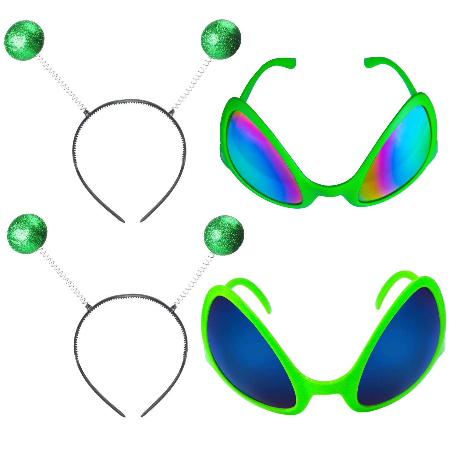 Alien Costume Glasses with Martian Antenna Headband - Fun Party Accessories for Adults & Kids (2 Pack) - Perfect for Halloween, Cosplay, and Space-Themed Parties