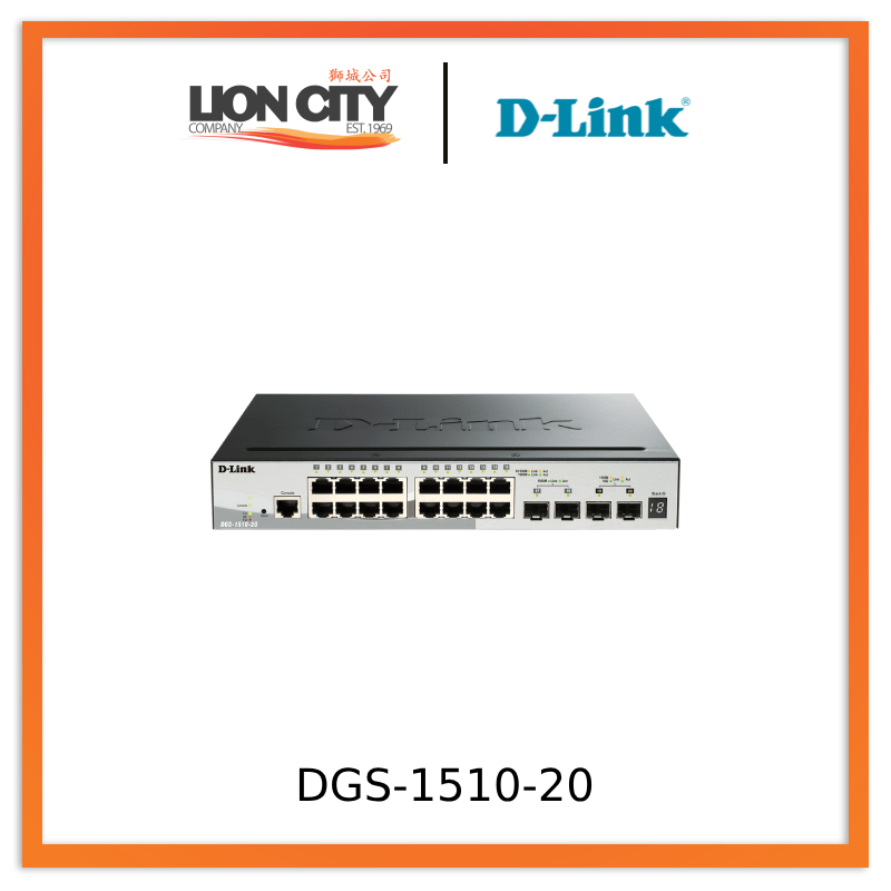 D-Link DGS-1510-20 20-Port Gigabit Stackable Smart Managed Switch with 10G Uplinks - Ideal for Small Business Networks, Office IT Infrastructure & High-Speed Data Centers (Pre-Order)