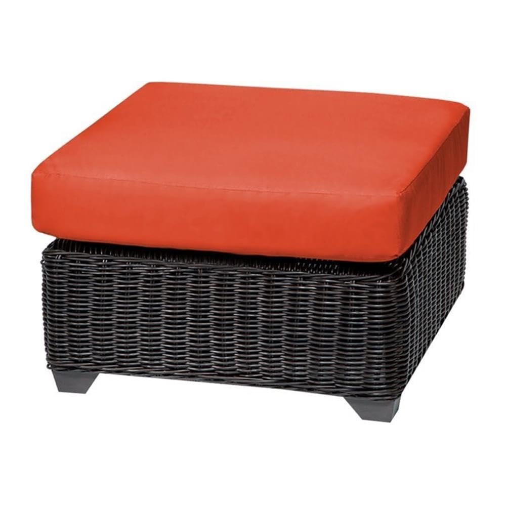 BOWERY HILL Orange Outdoor Patio Ottoman - Waterproof & Weather-Resistant Cube Seat for Garden, Deck, Poolside & Porch Furniture