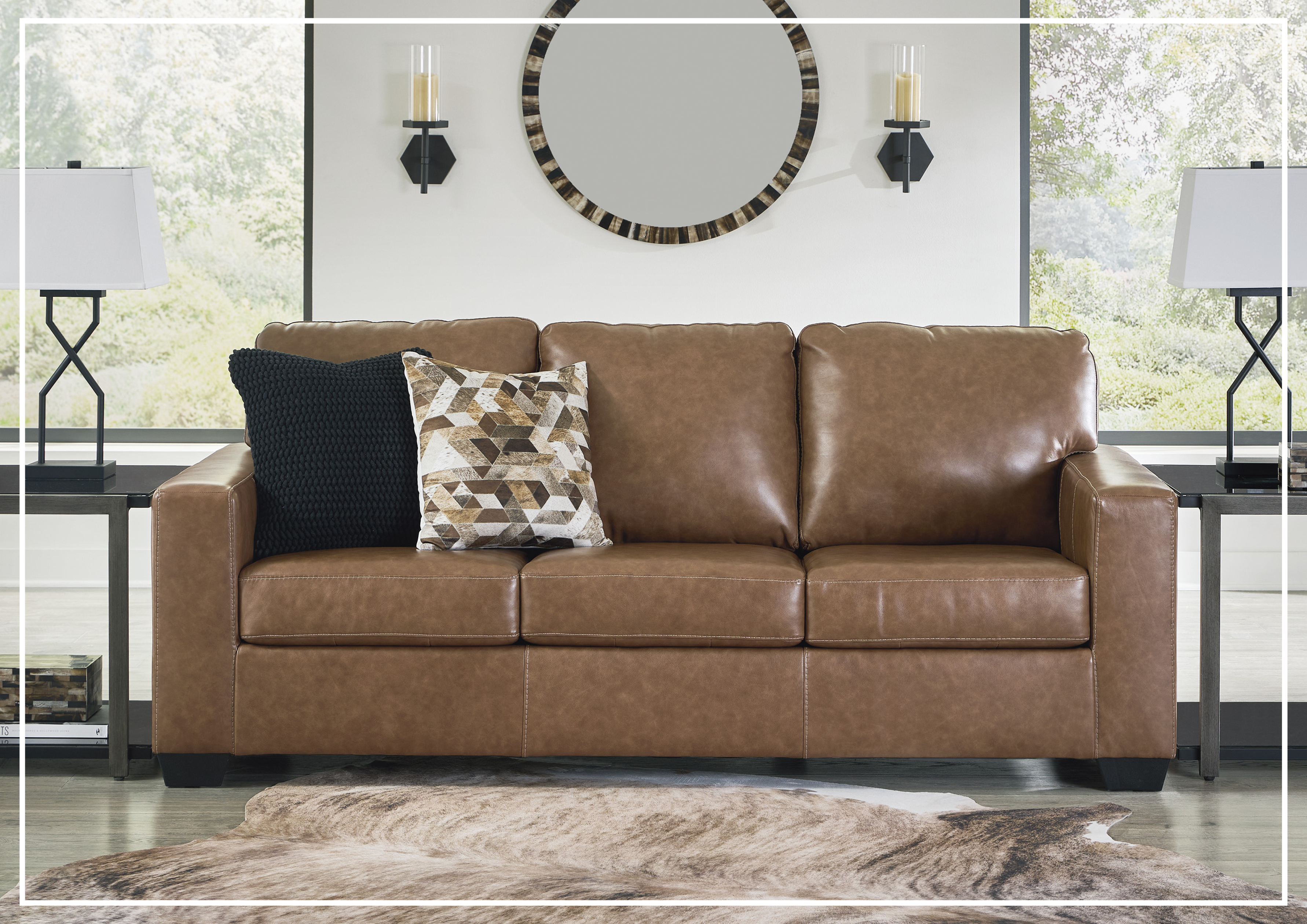Gio Italia Bella 3-Seater Genuine Leather Sofa in Caramel Brown - Luxury Living Room Furniture for Modern Home & Office Decor