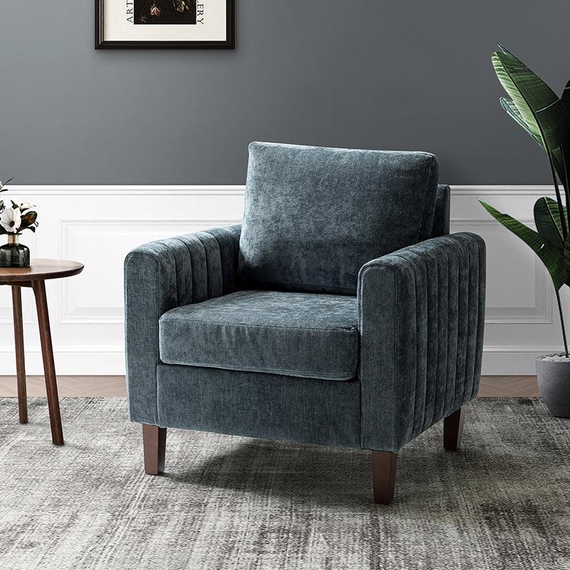 Luca Square Club Armchair - Modern Accent Chair for Living Room, Lounge & Office - Stylish Upholstered Armchair with Wooden Legs - Perfect for Home Decor, Reading Nook & Relaxation