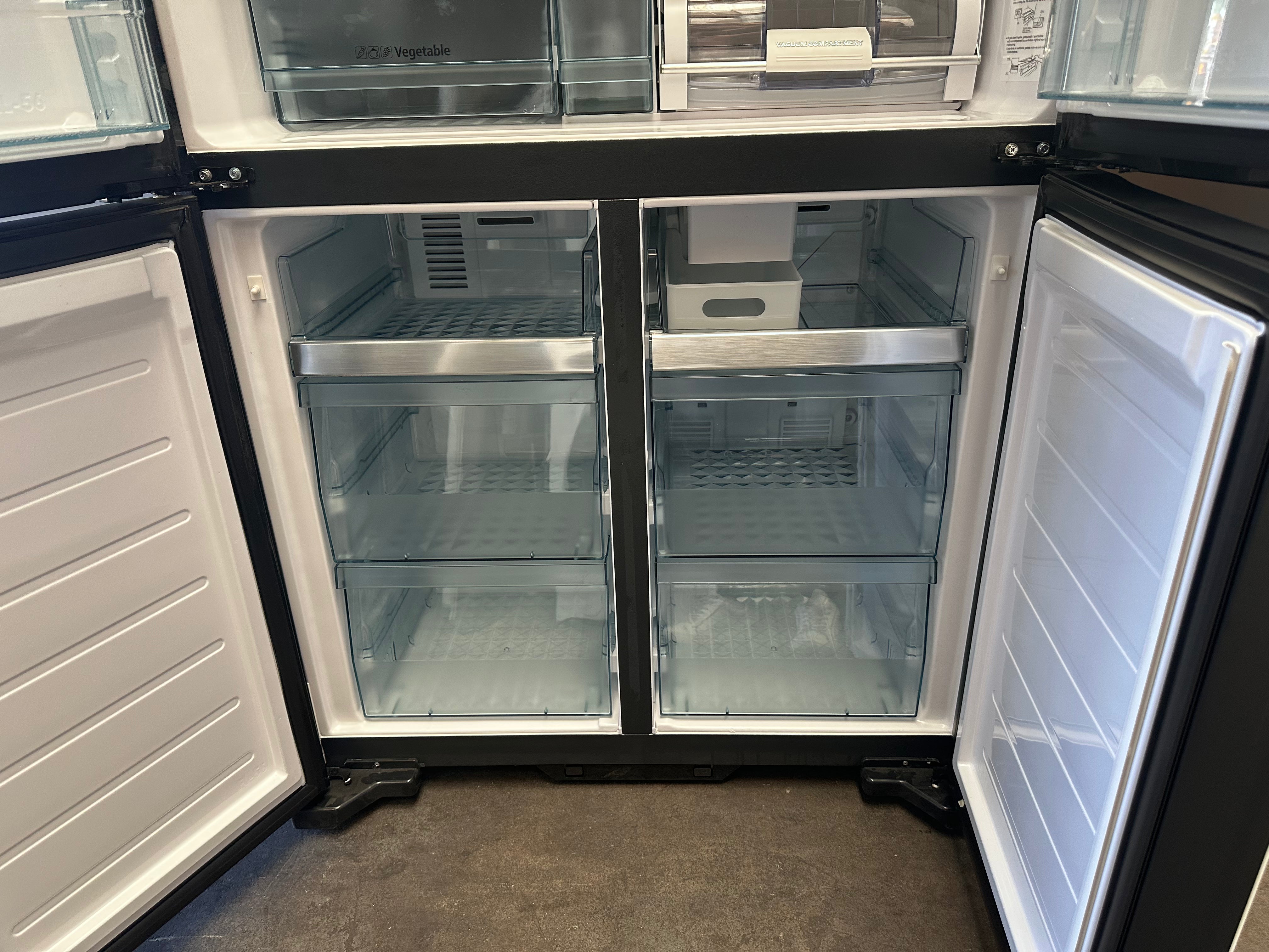 Hitachi 638L Refrigerator with Non-Plumbed Ice Maker - Glass Matte White [Factory Second] | Large Capacity Fridge for Home, Kitchen & Office Use