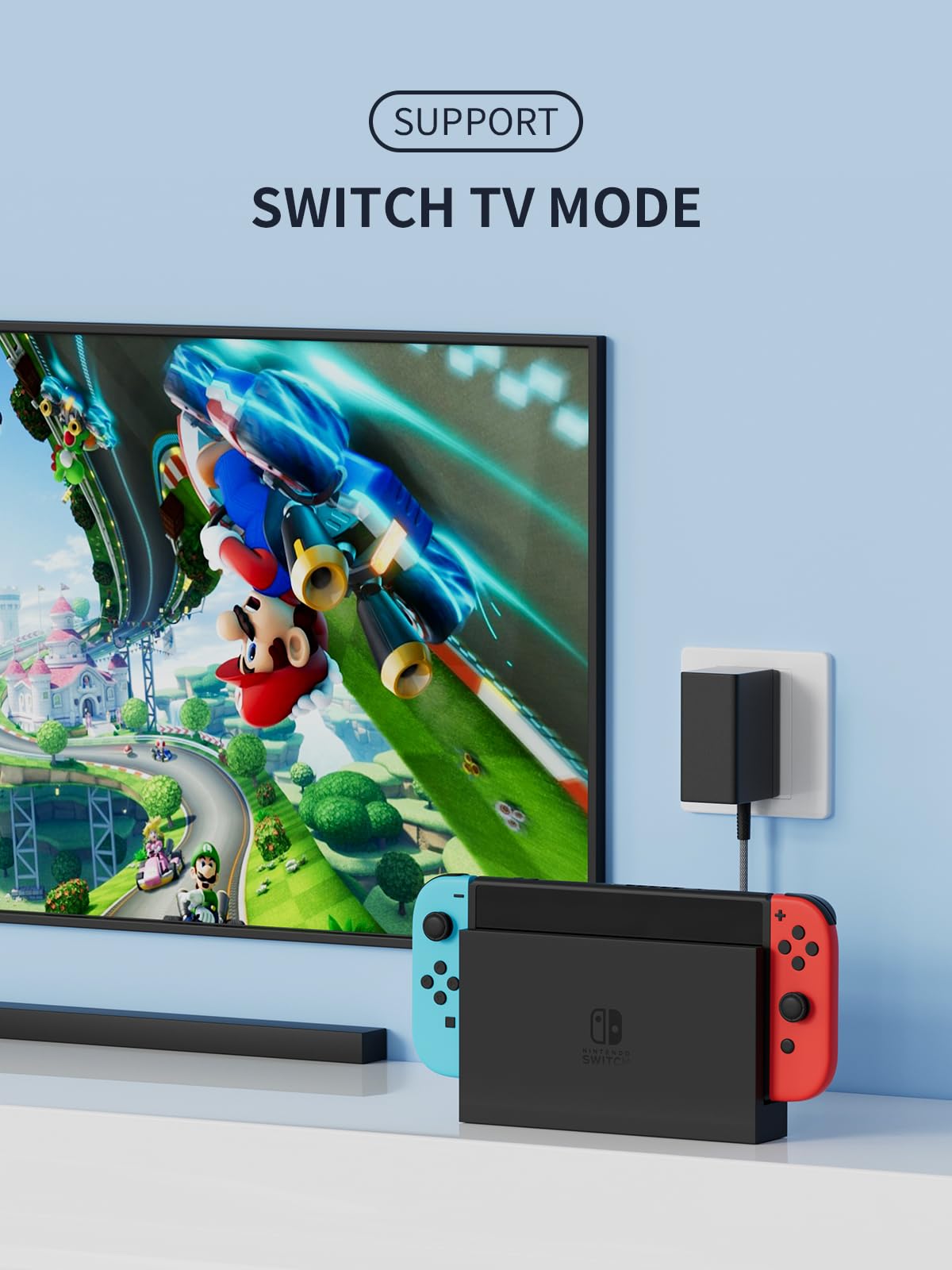 Nintendo Switch Charger [2 Pack] - 15V/2.6A AC Power Adapter with 5.5FT Cable for Switch/Switch Lite/Switch OLED/Dock - Fast Charging for TV Mode & Portable Gaming - Perfect for Travel, Home & On-the-Go Use