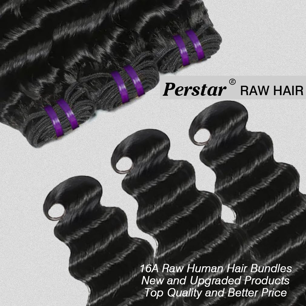 16A Brazilian Virgin Human Hair Bundles - Unprocessed Deep Wave & Loose Curly Weave (18
