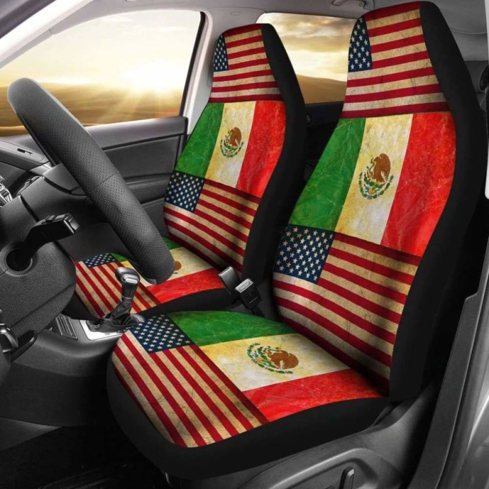 USA Mexico Flag Car Seat Cover - Durable & Stylish Universal Fit for Cars, Trucks & SUVs - Perfect for Sports Fans, Patriotic Decor & Road Trips