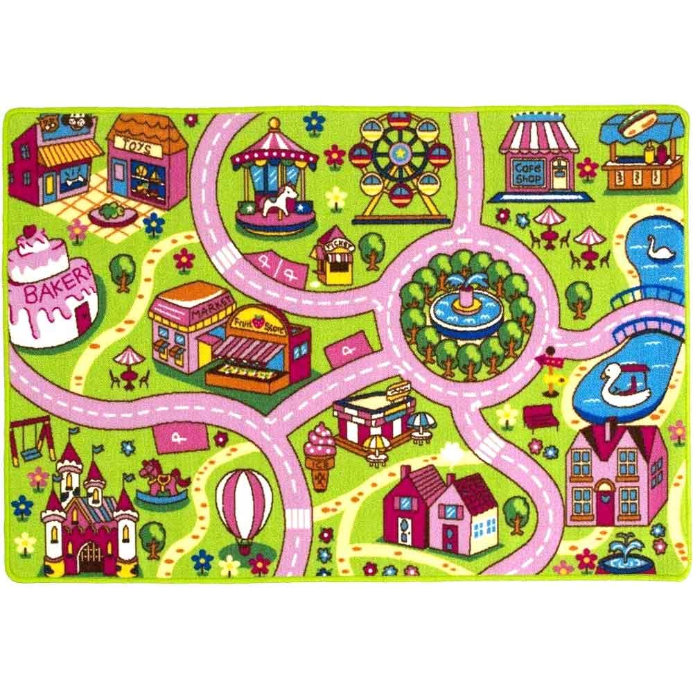 Colorful Kids Play Rug 3x5 ft - Fun Roads Design for Playroom & Nursery