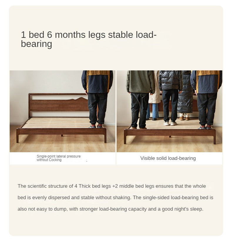 Premium Black Walnut & Ash Solid Wood Bed Frame - Handcrafted Hardwood Bed for Master Bedroom, Guest Room, or Dorm - Natural Wood Grain & Sturdy Construction
