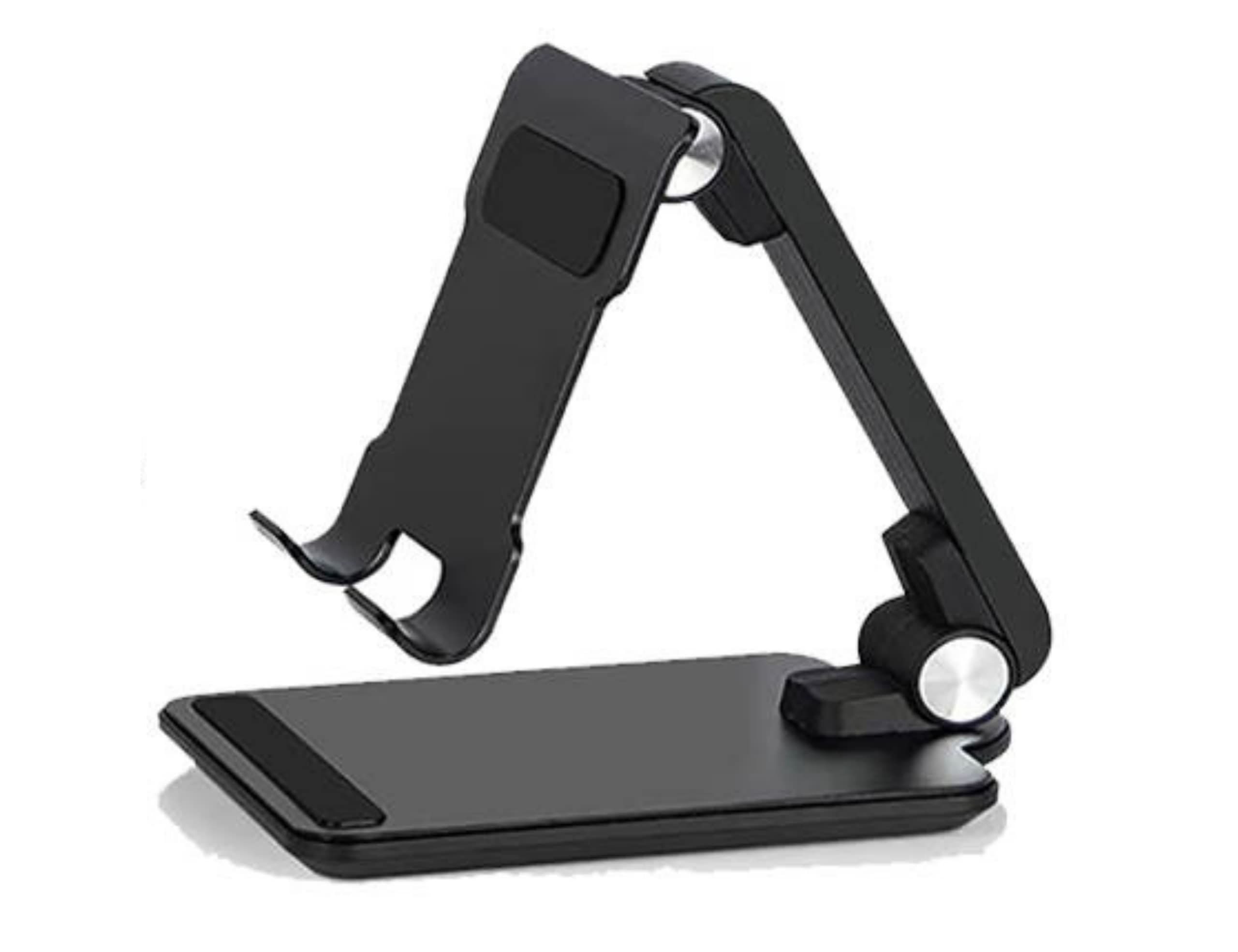 JBGold Foldable Adjustable Phone Stand - Black Desktop Cell Phone Holder for iPhone, Samsung, iPad | Perfect for Work, Home, Gaming & Video Calls