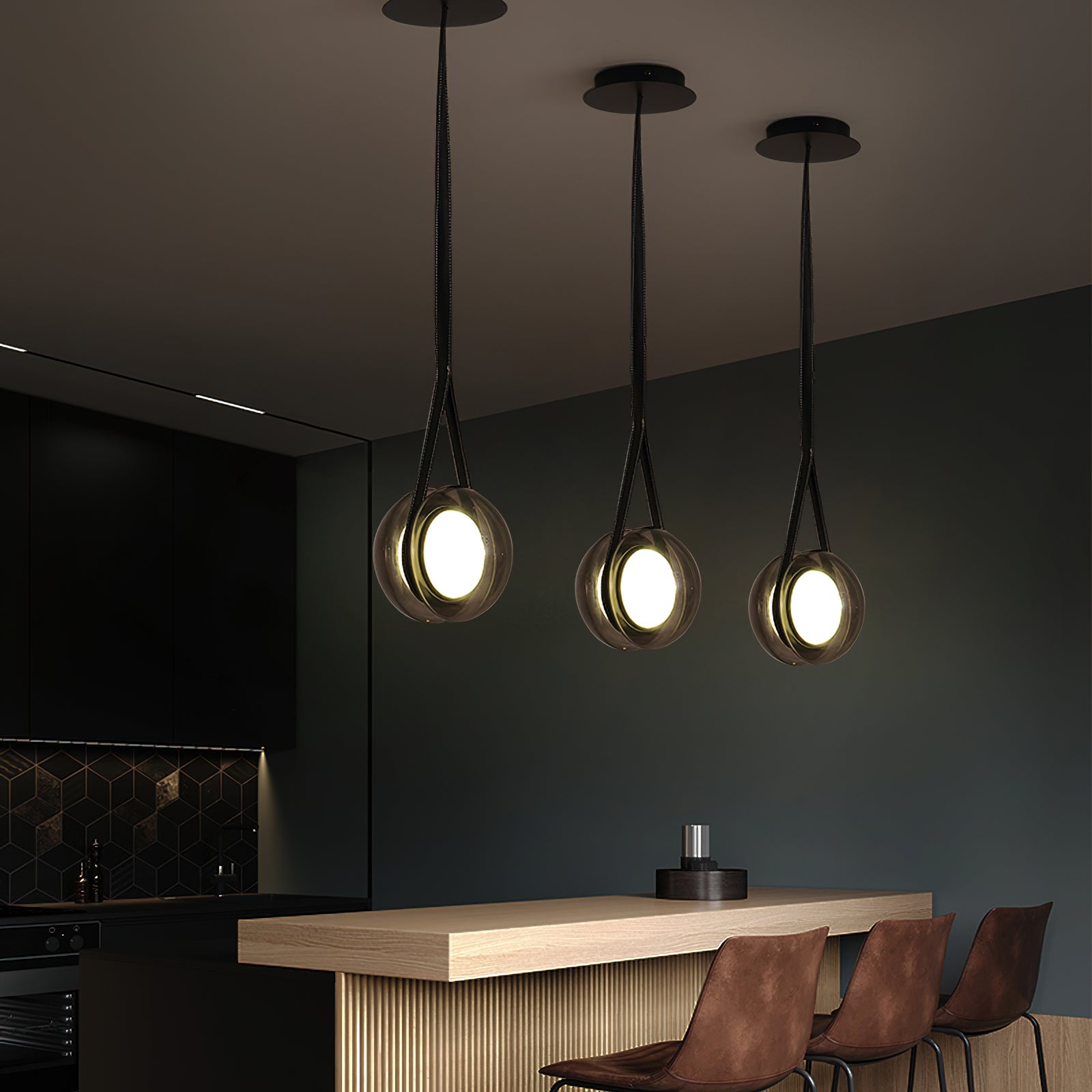 Modern Blackhole Glass Pendant Light Fixture - Elegant Ceiling Lighting for Dining Room, Kitchen Island & Bedroom Decor
