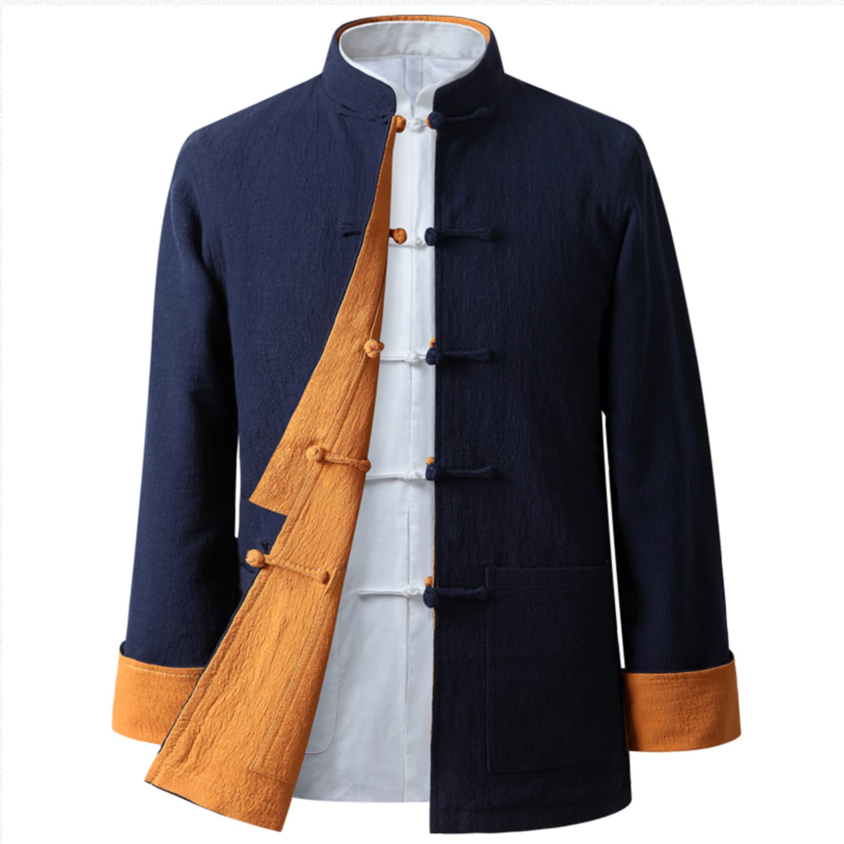 Chinese Traditional Kung Fu Jacket - Tai Chi Qi Gong Martial Arts Training Uniform - Breathable Blue Cotton Performance Wear for Men & Women - Perfect for Martial Arts Practice, Cultural Events and Cosplay
