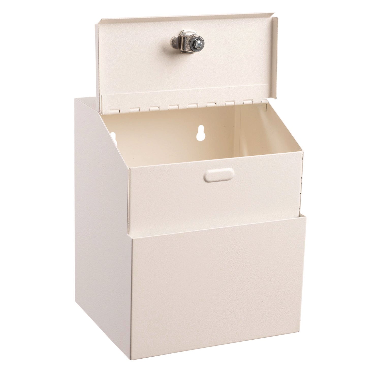 AdirOffice Wall Mountable Steel Suggestion Secure Drop Box with Key - 7 x 6 x 8.5 Inch Locking Mailbox - 304 Stainless Steel White Security Box for Office, Home, or Retail Use