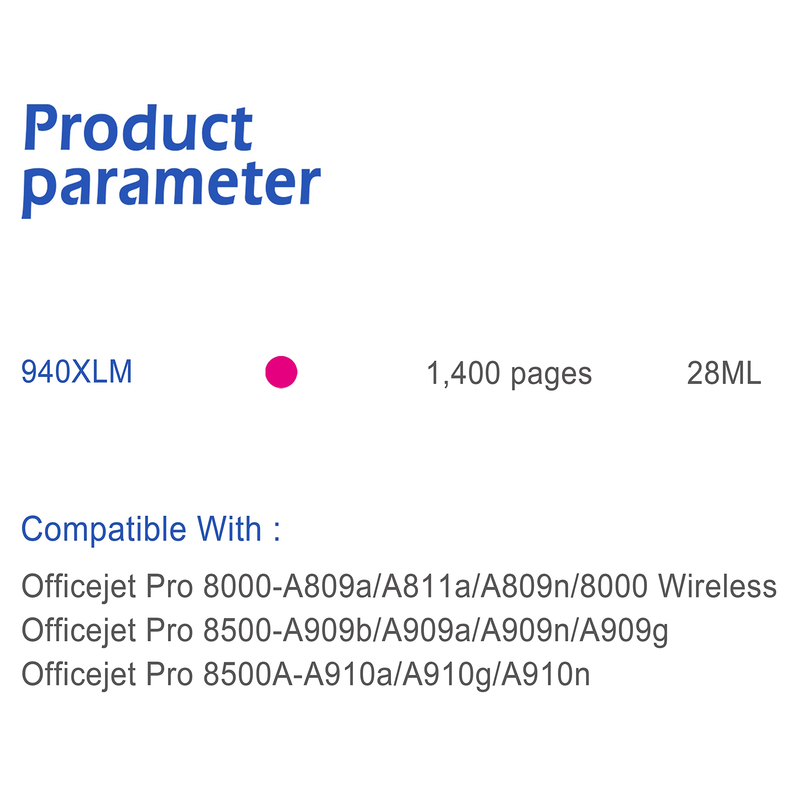 EASYPRINT Compatible Ink Cartridge Replacement for HP 940 940XL - Works with Officejet Pro 8000/8500/8500A Printers (5-Pack, Magenta) - High-Quality Printing for Home Office & Business Documents
