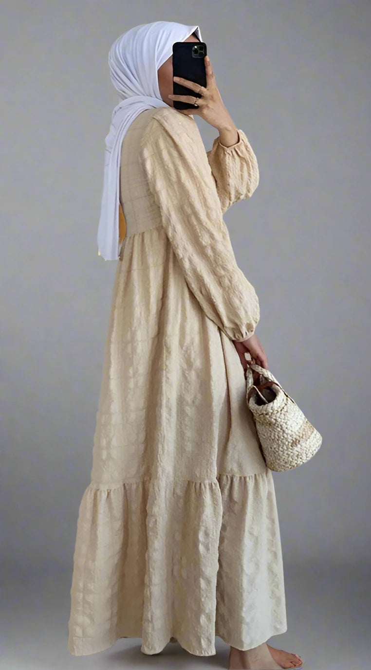 Muslim Women's Cotton Blend Abaya Dress - Modest Islamic Prayer Dress for Women - Perfect for Prayer, Mosque, and Everyday Wear