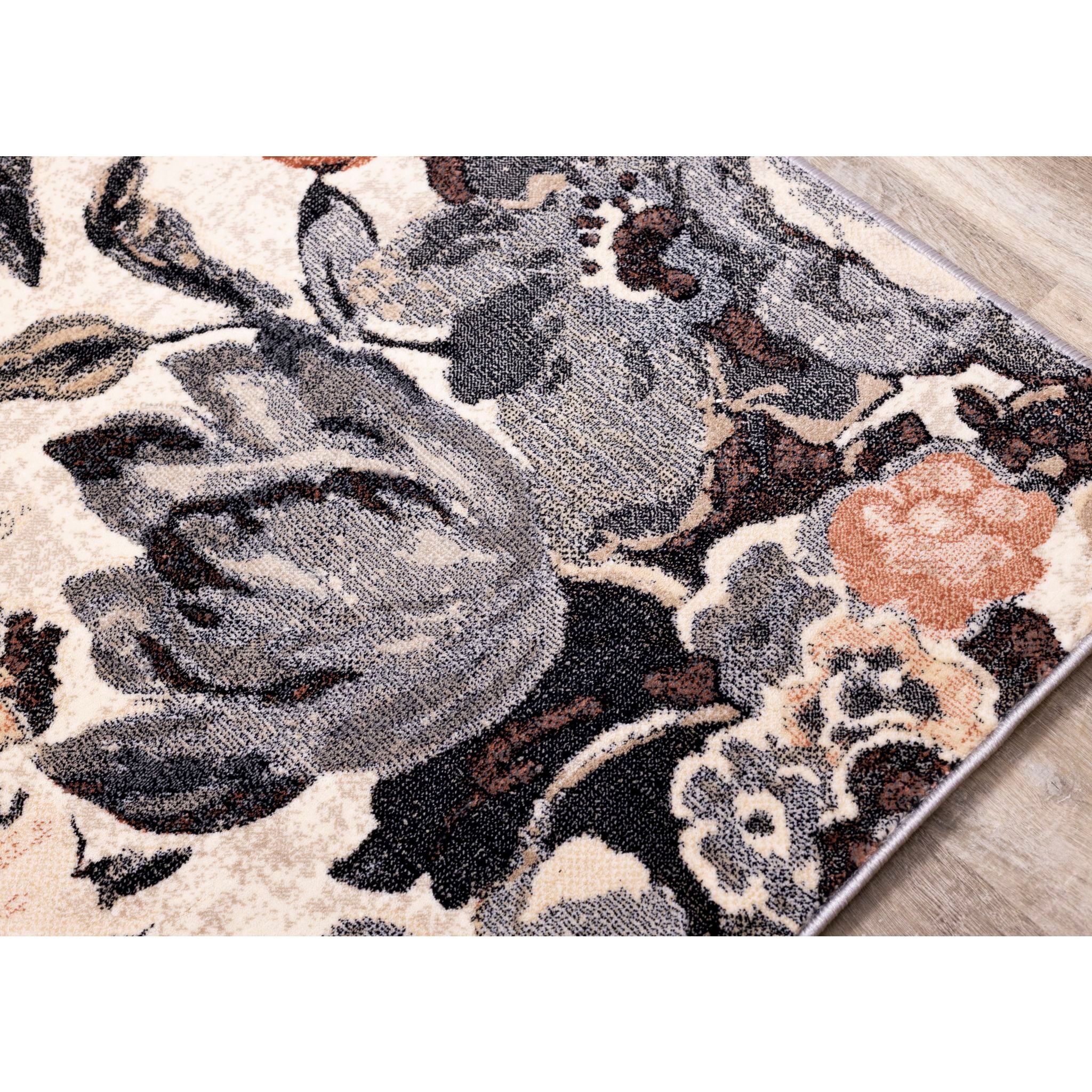 Stylish Abbey Area Rug 6x9 Feet - Soft Non-Slip Living Room Rug for Home Decor, Bedroom, Office - Modern Floral Design for Cozy Spaces
