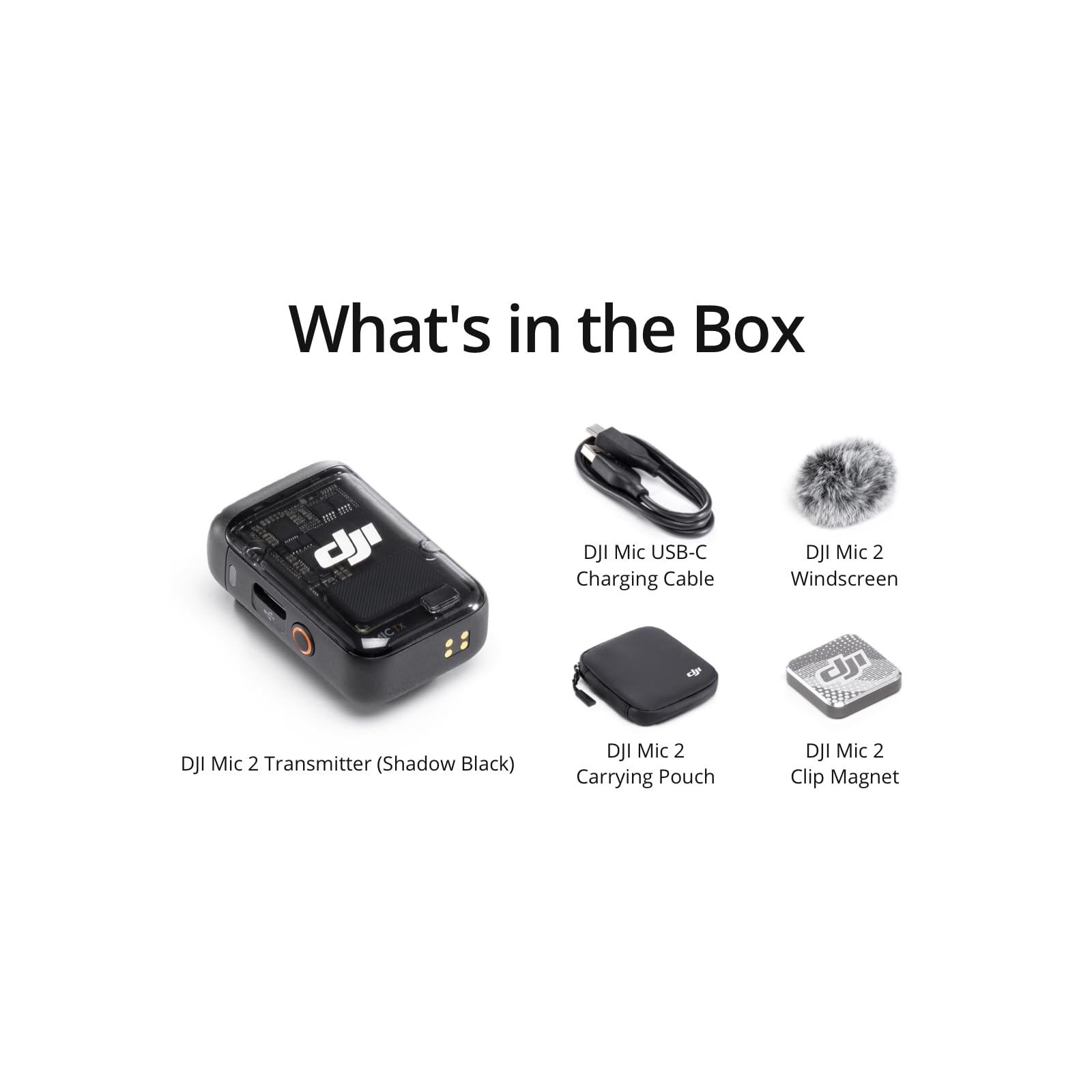 DJI Mic 2 Transmitter (Shadow Black) - Wireless Lavalier Microphone with AI Noise Cancellation, 14H Recording & 6H Battery Life, Magnetic Clip for YouTube, Vlogging, Live Streaming & Podcasting