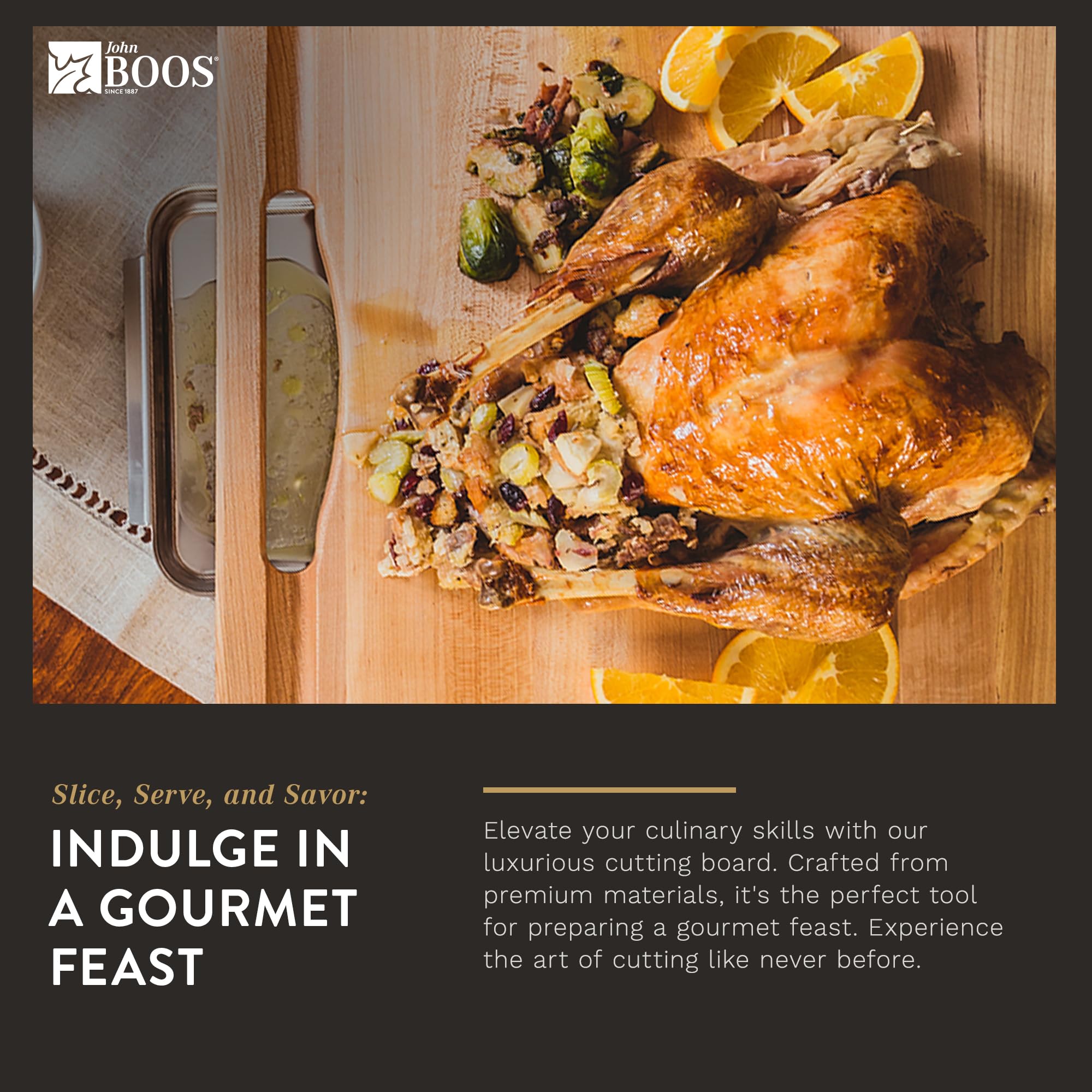 John Boos Newton Reversible Maple Wood Cutting Board with Juice Groove & Pan - 24