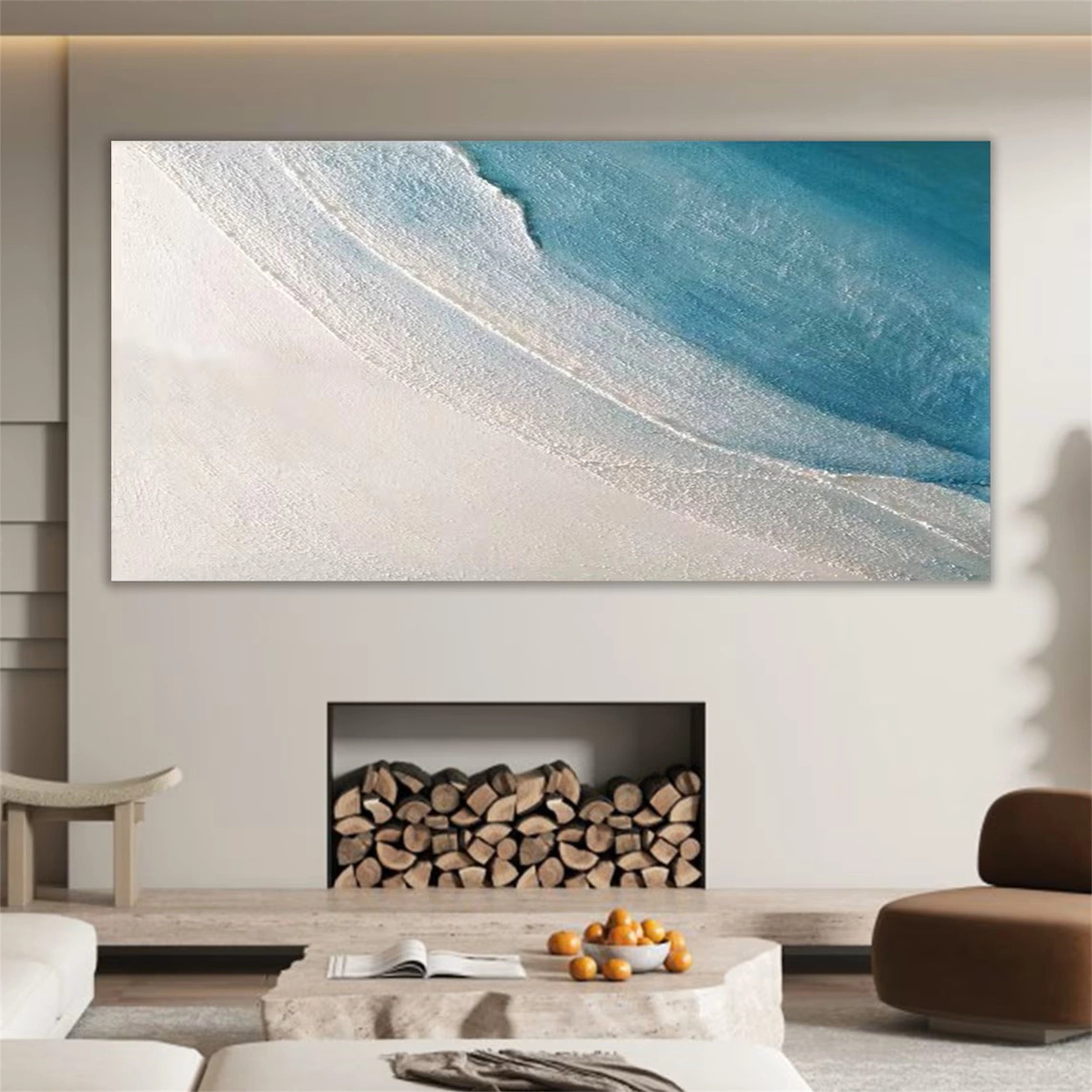 Ocean and Sky Painting #OS 065 - Handmade Canvas Wall Art for Home & Office Decor - Perfect for Living Room, Bedroom, or Office Wall Decor