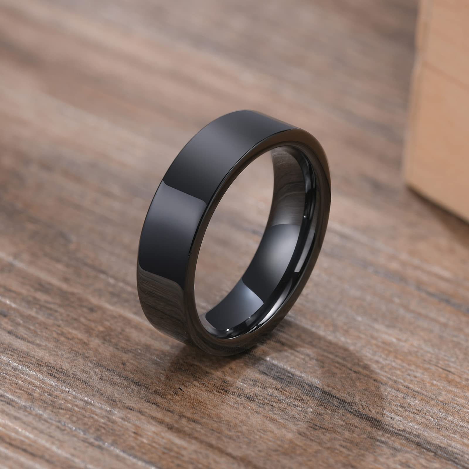 6MM Comfort Fit Ceramic Rings for Men - White & Black Plain Band Promise Rings for Him | Wedding, Engagement, Anniversary & Everyday Wear