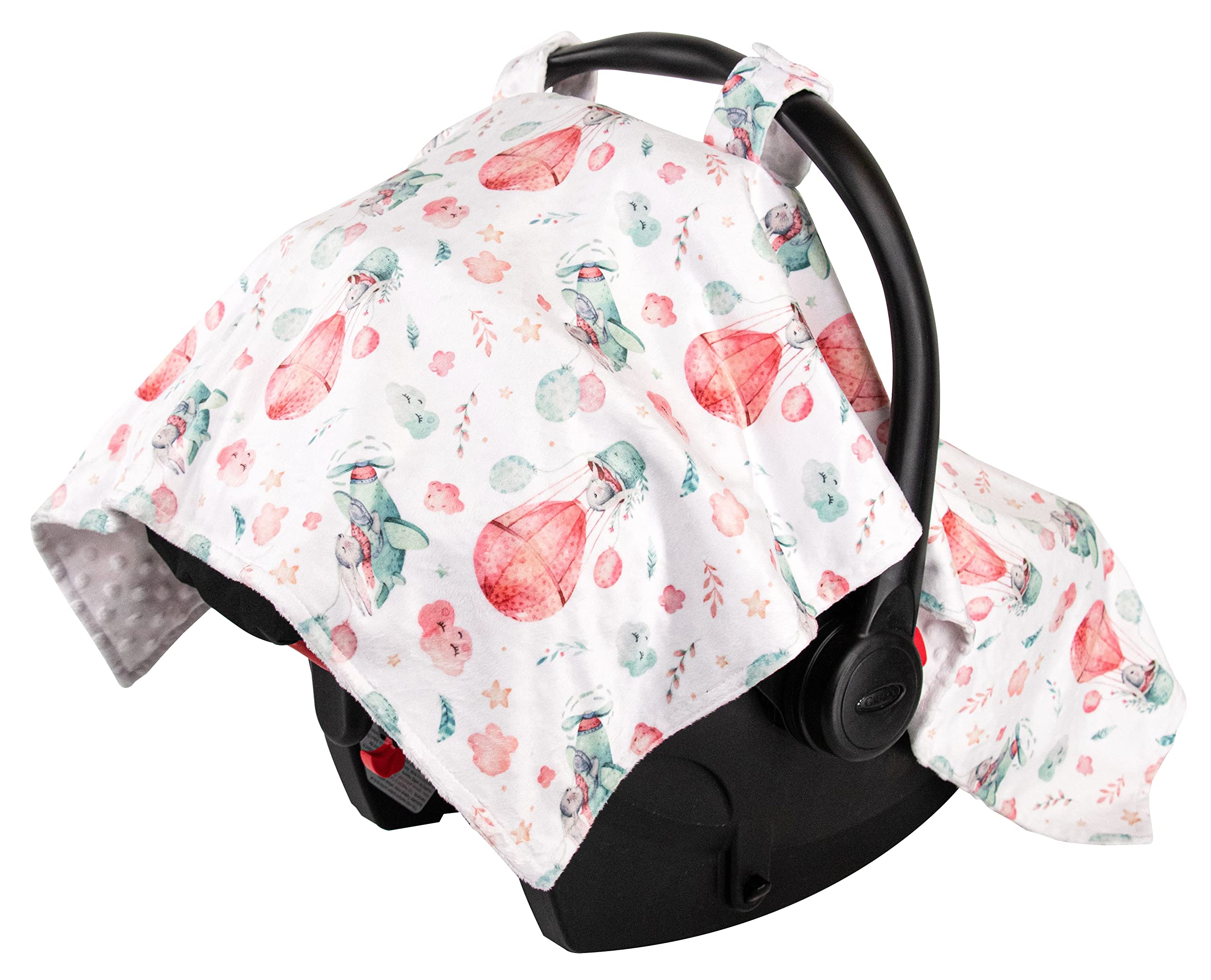 Premium Baby Car Seat Cover - Soft Minky Fabric with Adorable Rabbits in The Sky Design, 40